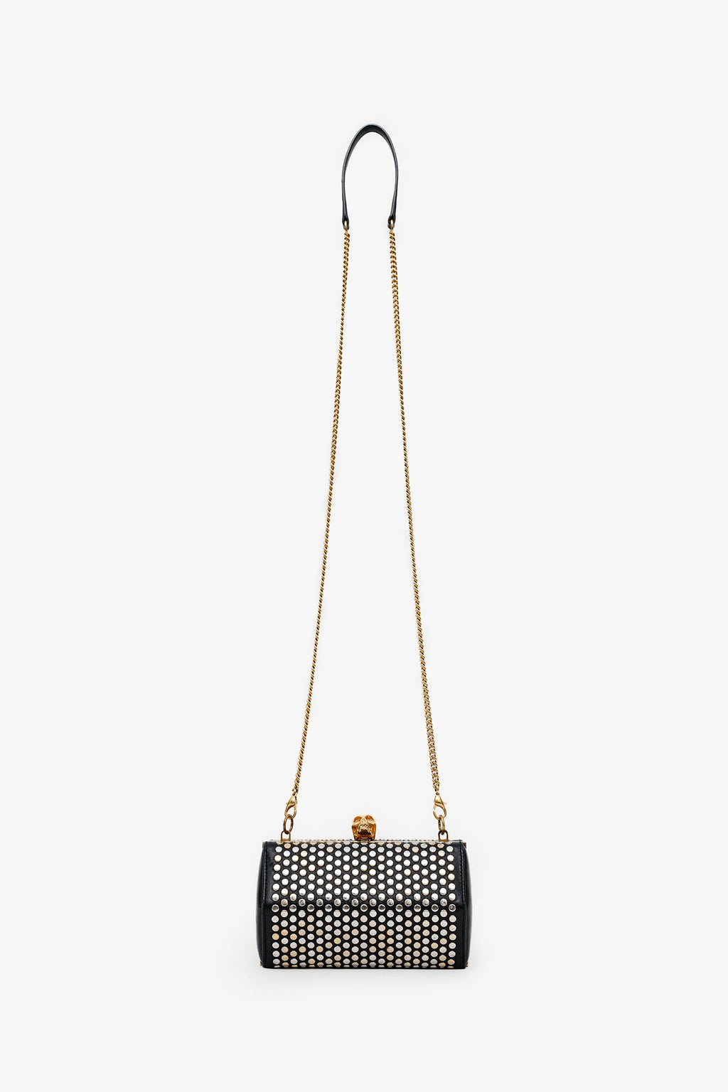 Alexander McQueen Black Leather Hexagon Studded Clutch With Strap