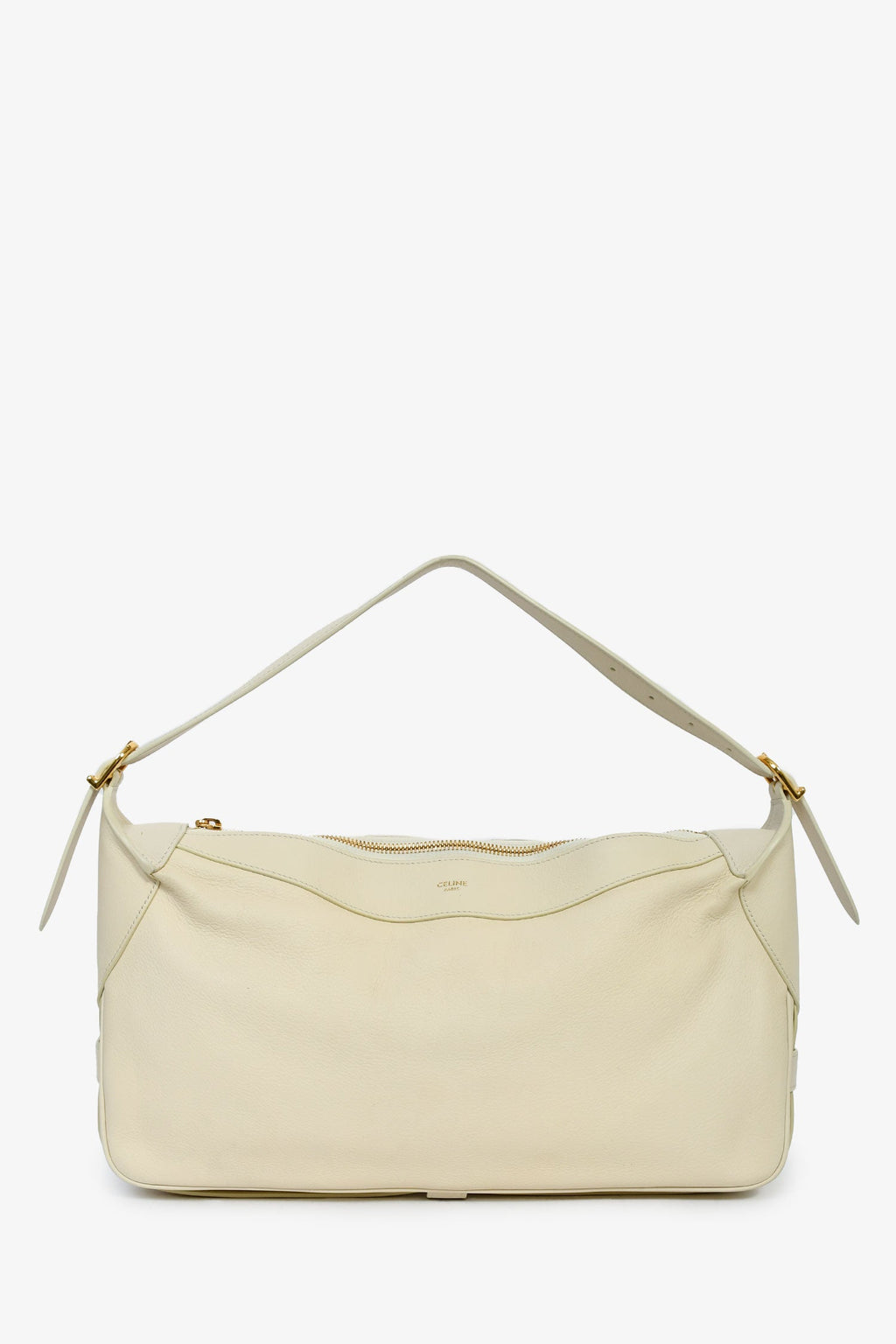 Celine 2021 Cream Leather 'Romy' Medium Shoulder Bag