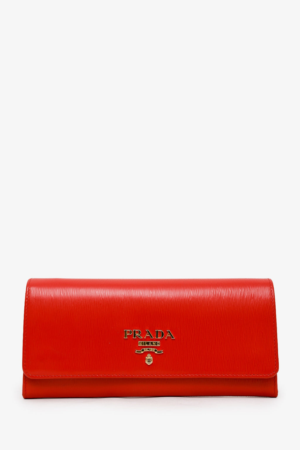 Prada Red Lacca Vitello Move Leather Wallet on Chain Clutch Bag
