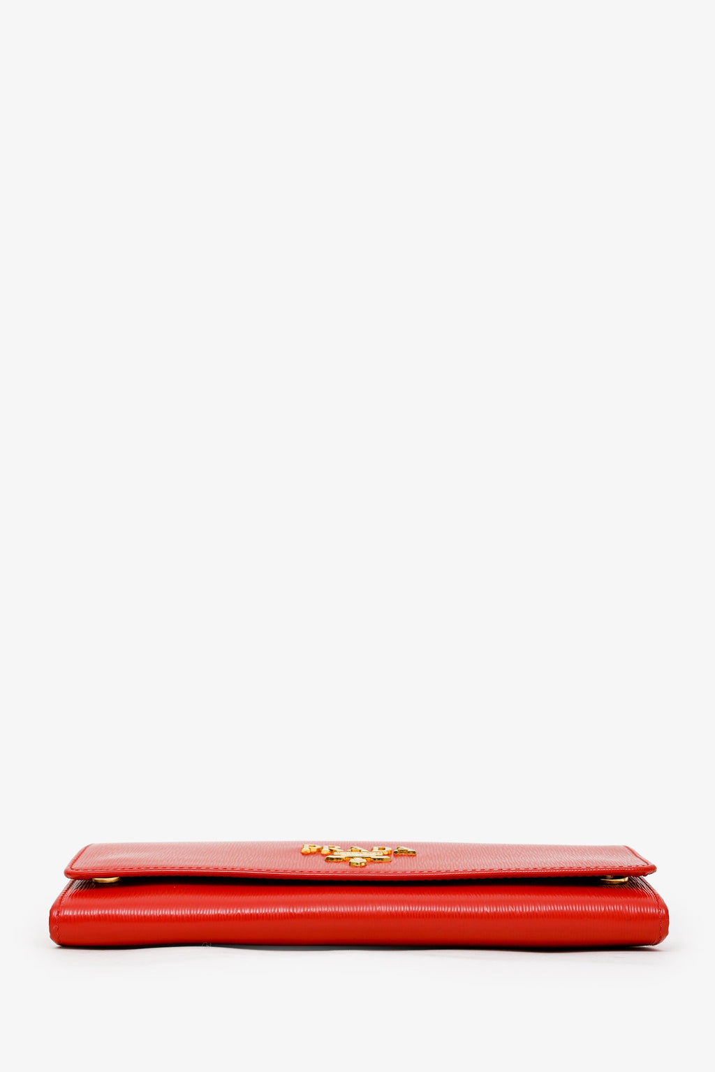 Prada Red Lacca Vitello Move Leather Wallet on Chain Clutch Bag