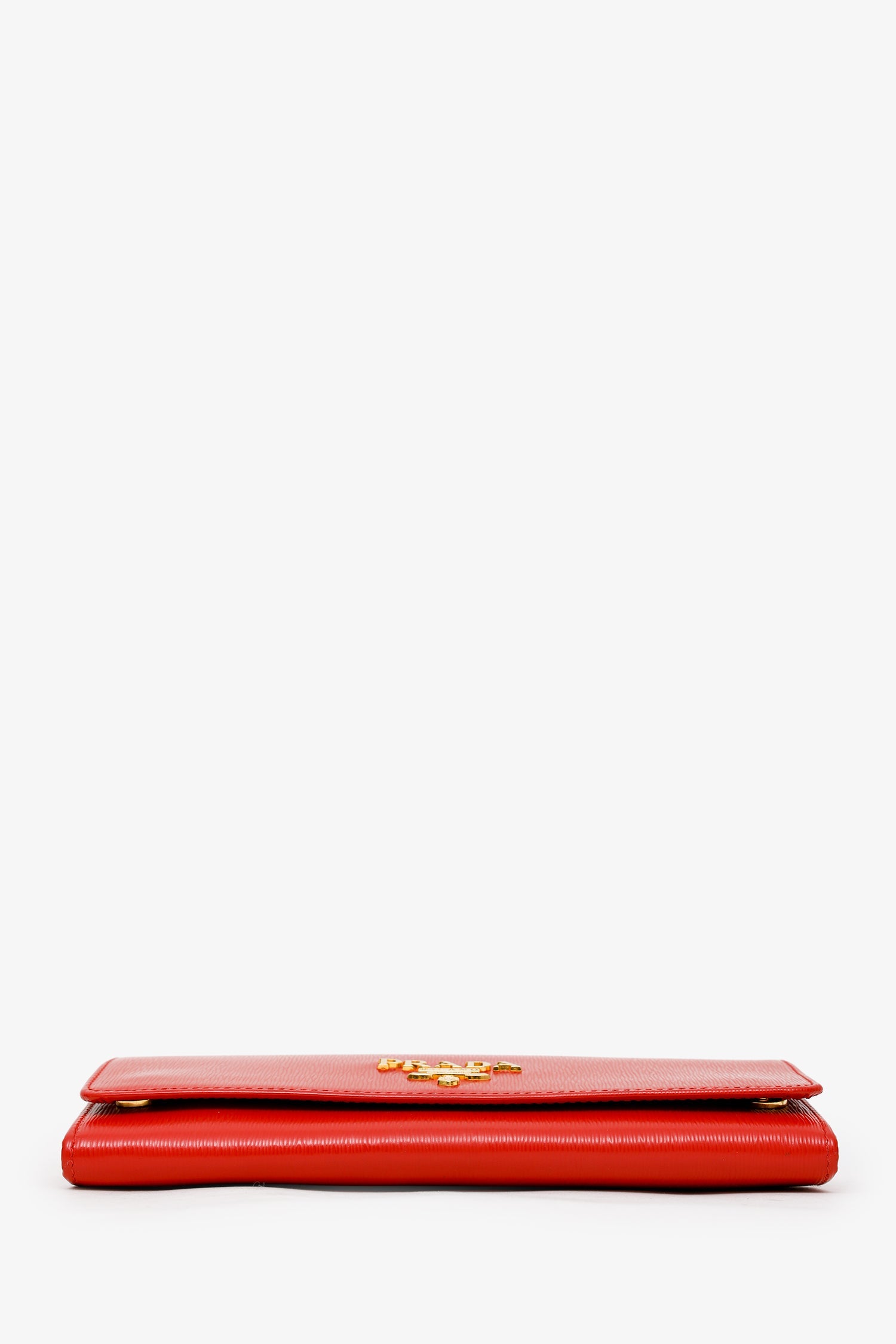 Prada Red Lacca Vitello Move Leather Wallet on Chain Clutch Bag