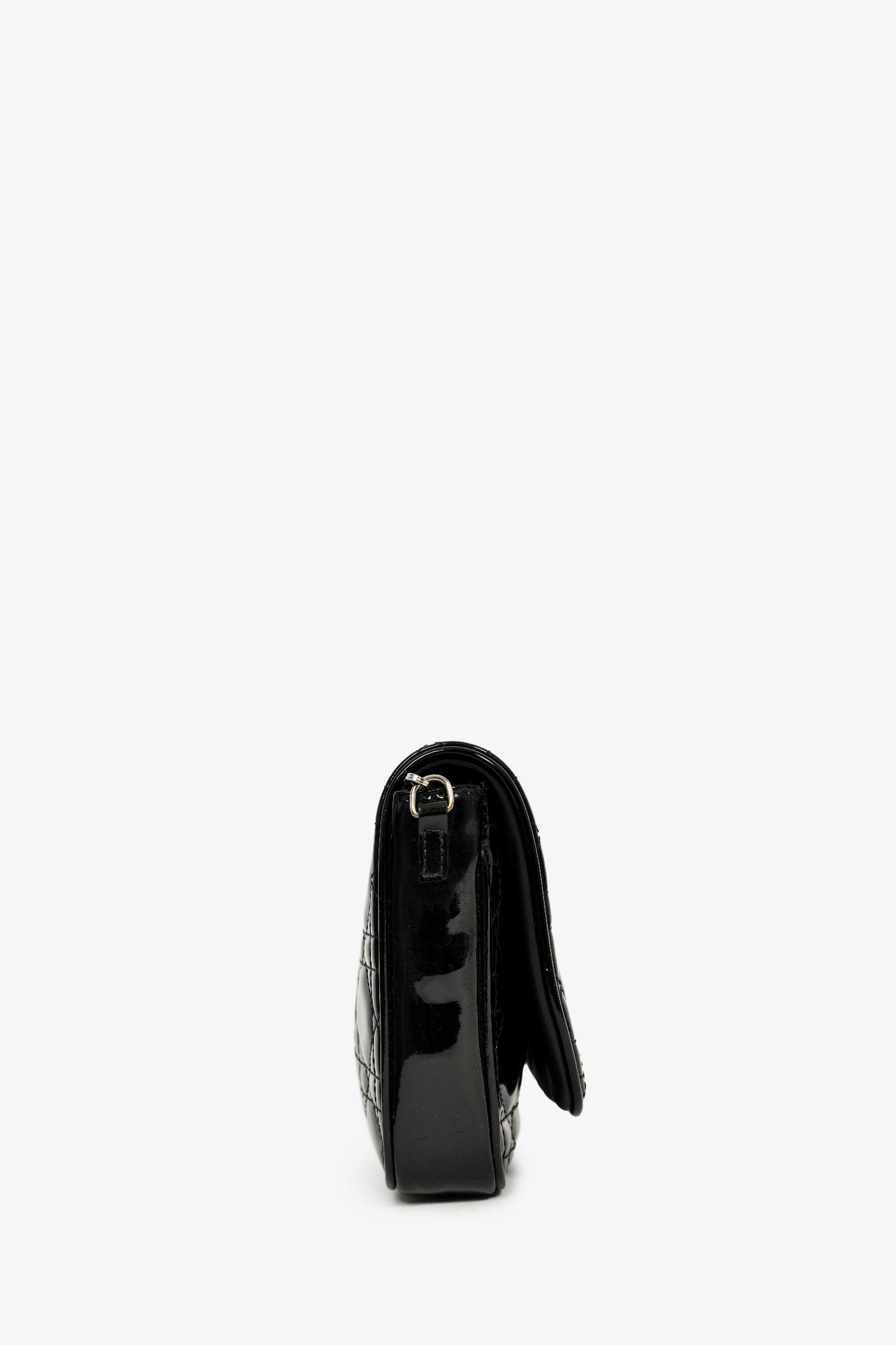 Christian Dior 2011 Black Patent Cannage Leather Lady Dior Pouch On Chain