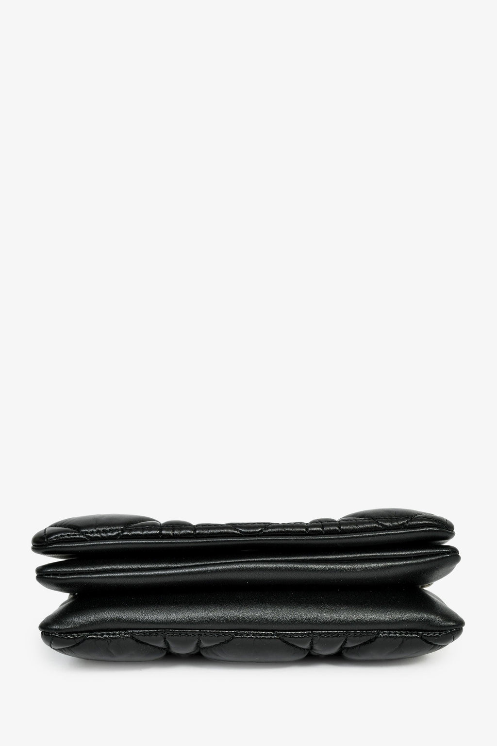 Christian Dior Black Leather Macrocannage Small 'Caro' Crossbody Bag