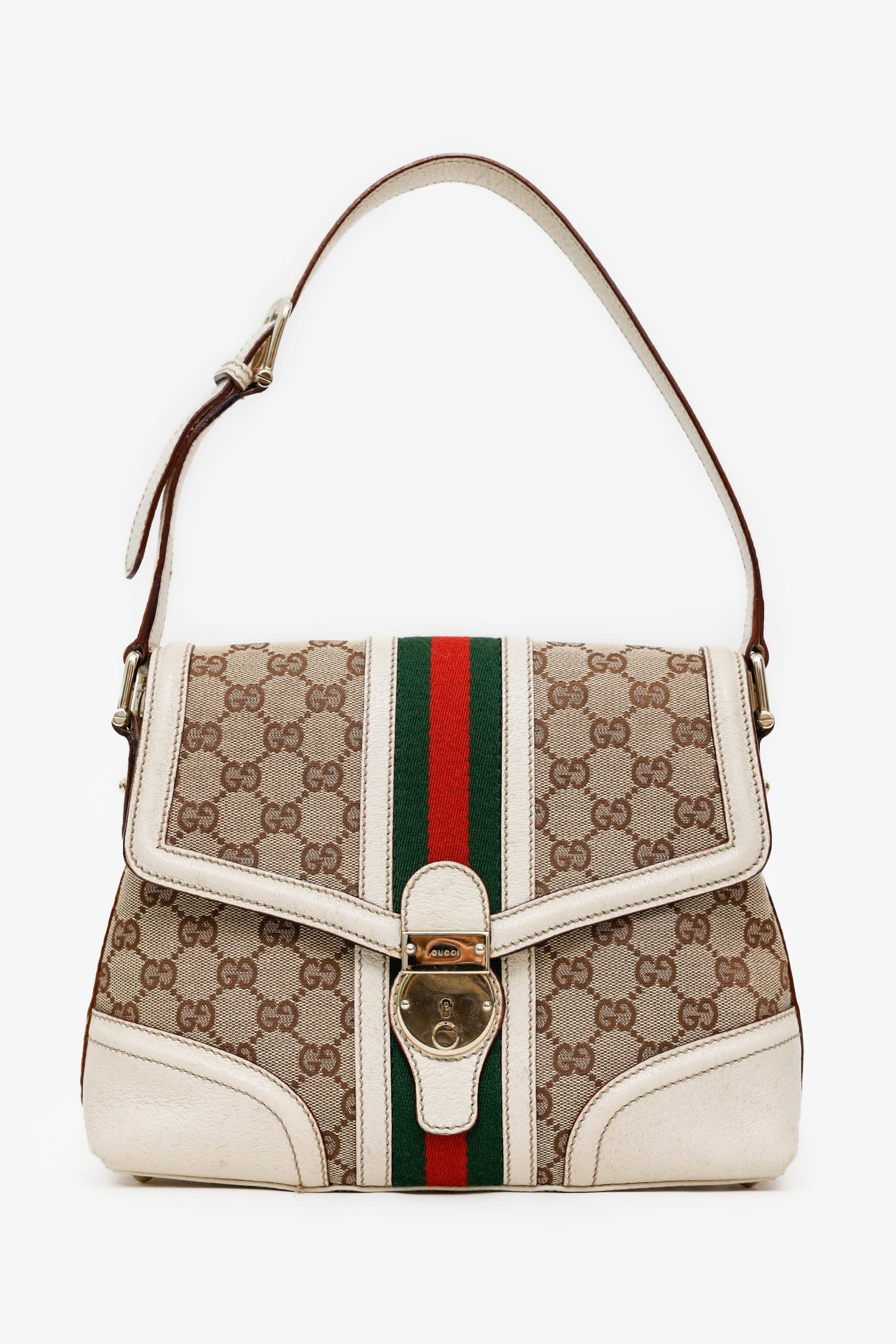 Gucci Beige Ophidia GG Web Shoulder Bag