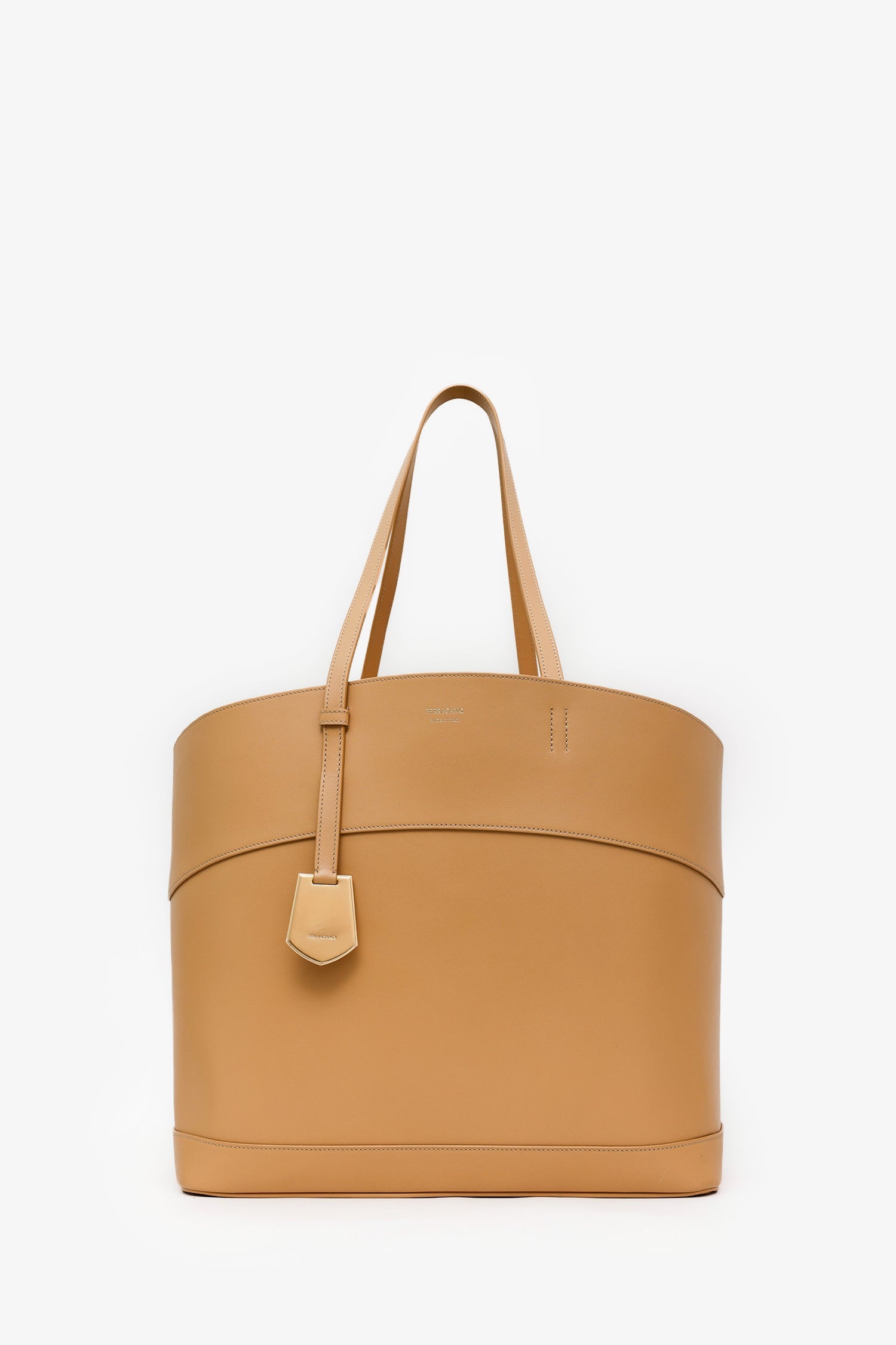 Salvatore Ferragamo Beige Medium 'Charming' Leather Tote Bag
