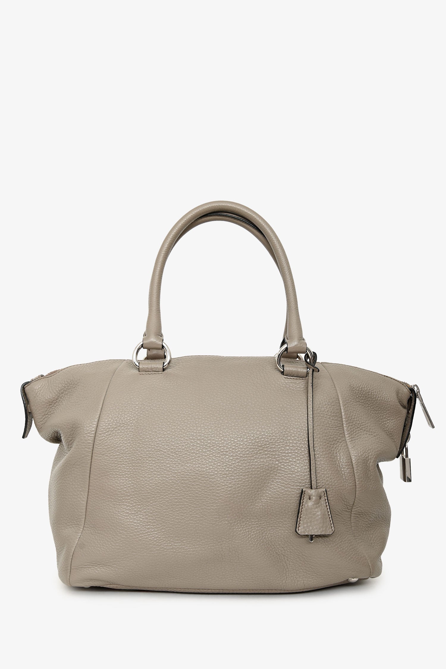Prada Grey Leather Vitello Danio Top Handle