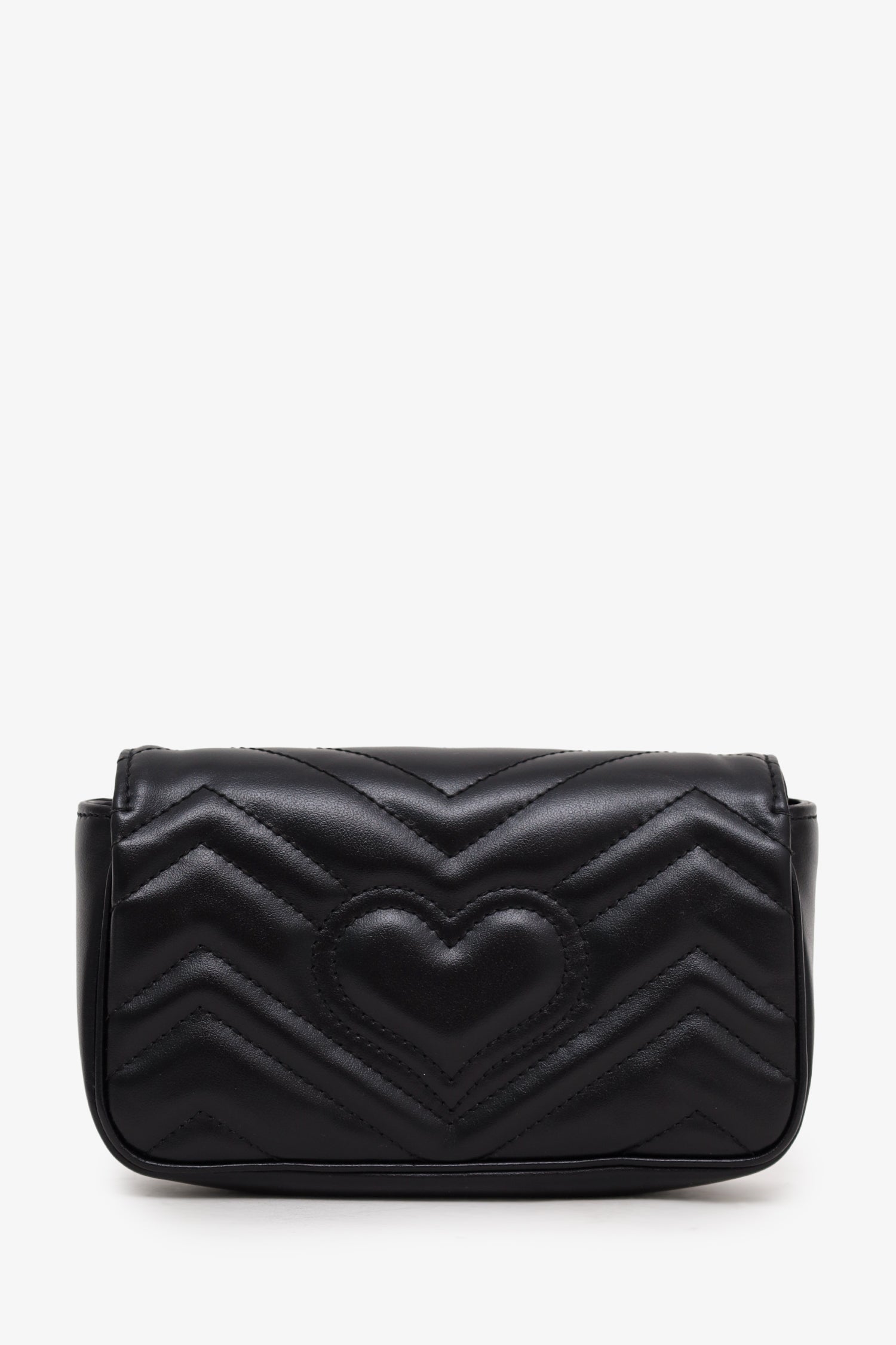 Gucci Black Leather GG Marmont Super Mini Crossbody Bag