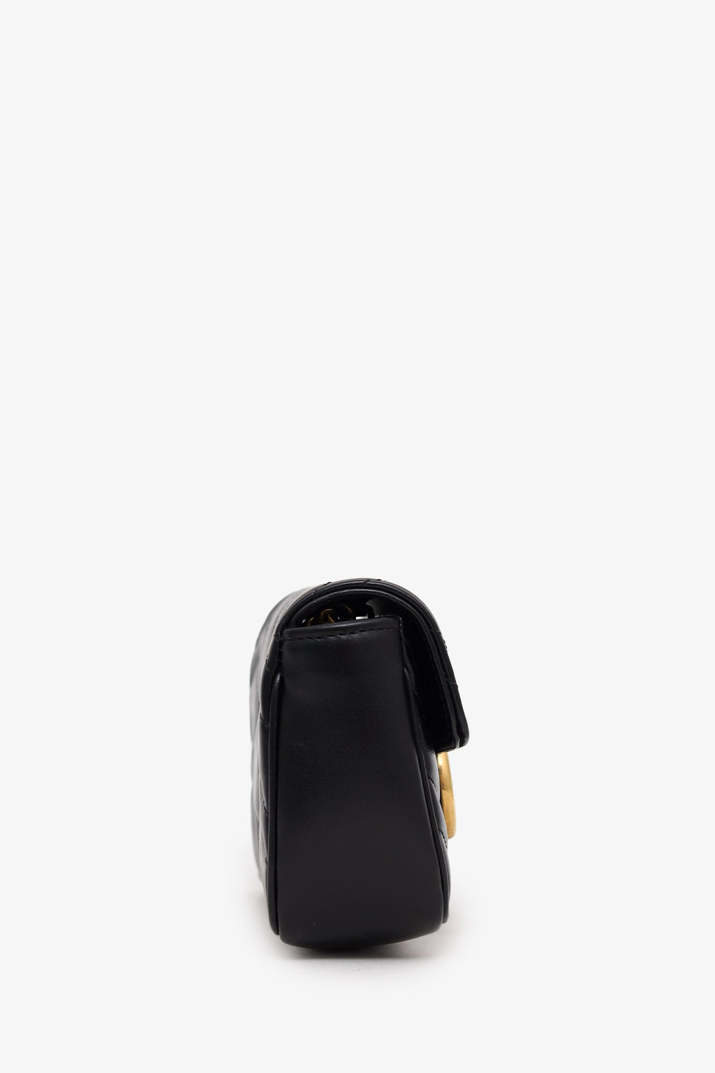 Gucci Black Leather GG Marmont Super Mini Crossbody Bag