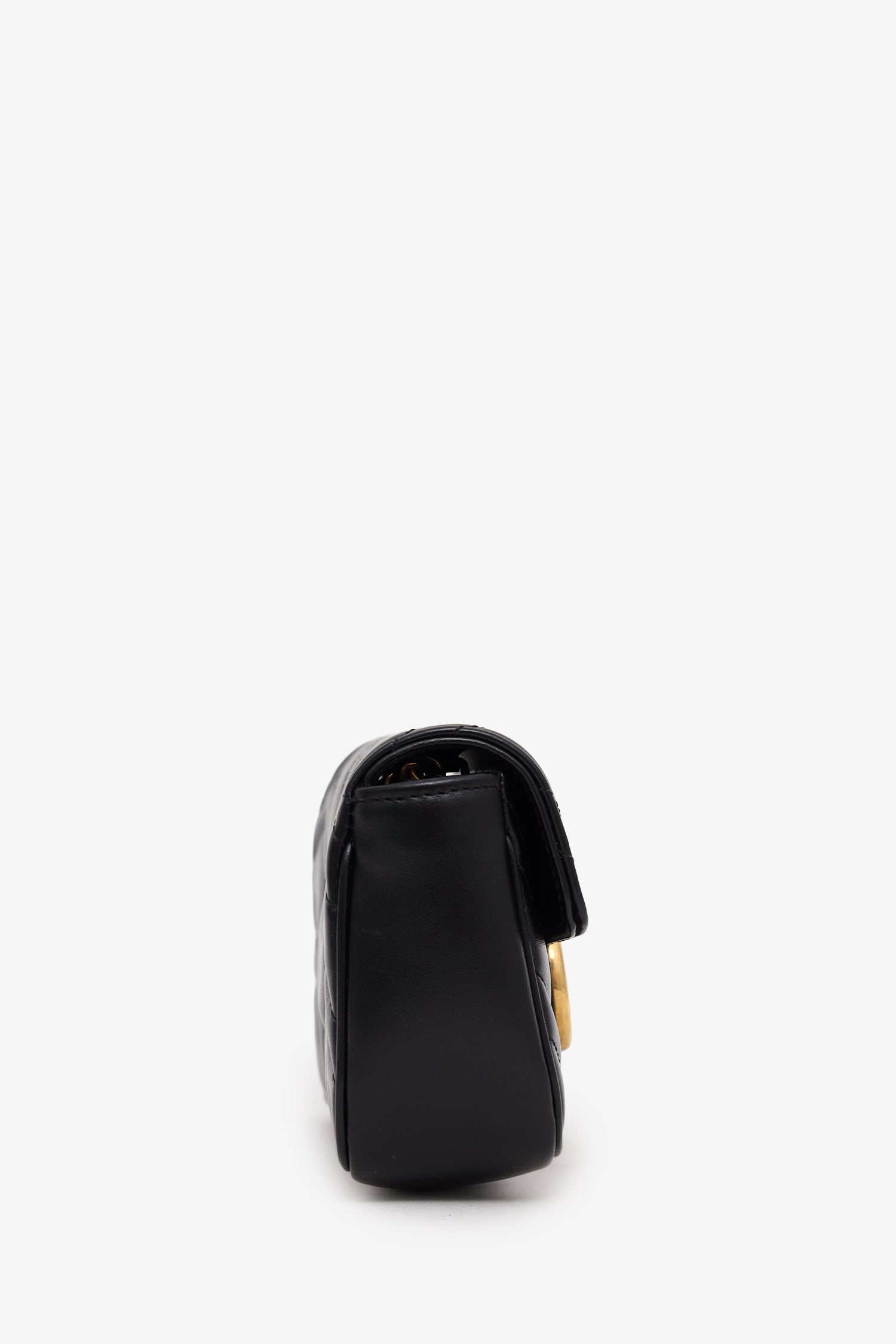 Gucci Black Leather GG Marmont Super Mini Crossbody Bag