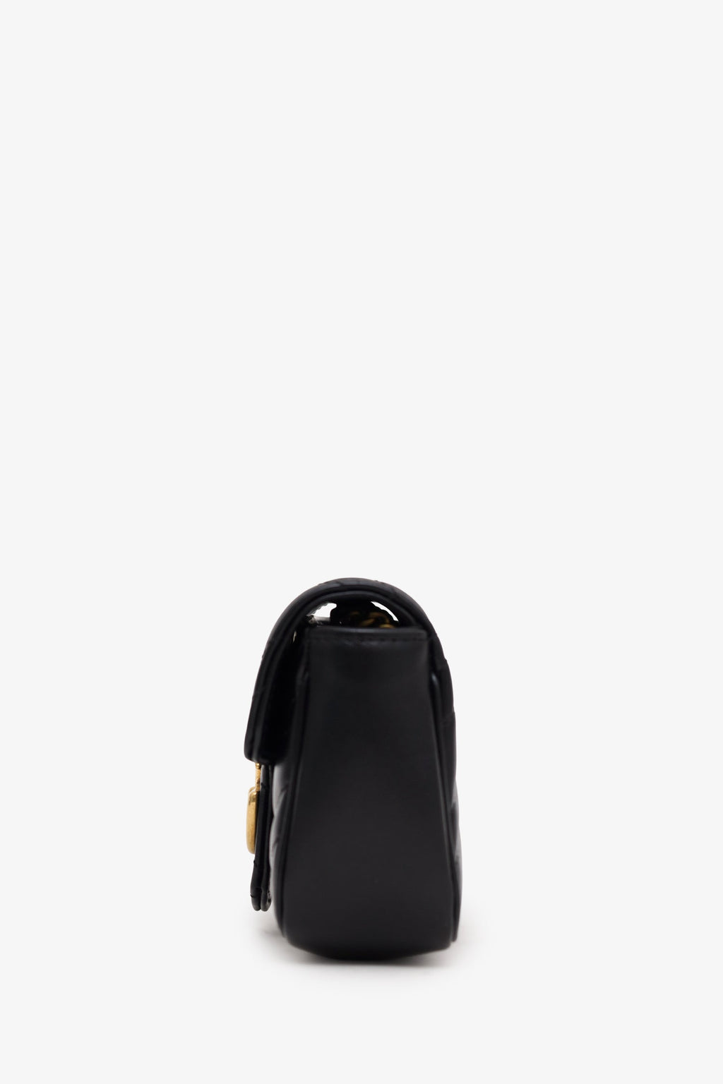 Gucci Black Leather GG Marmont Super Mini Crossbody Bag