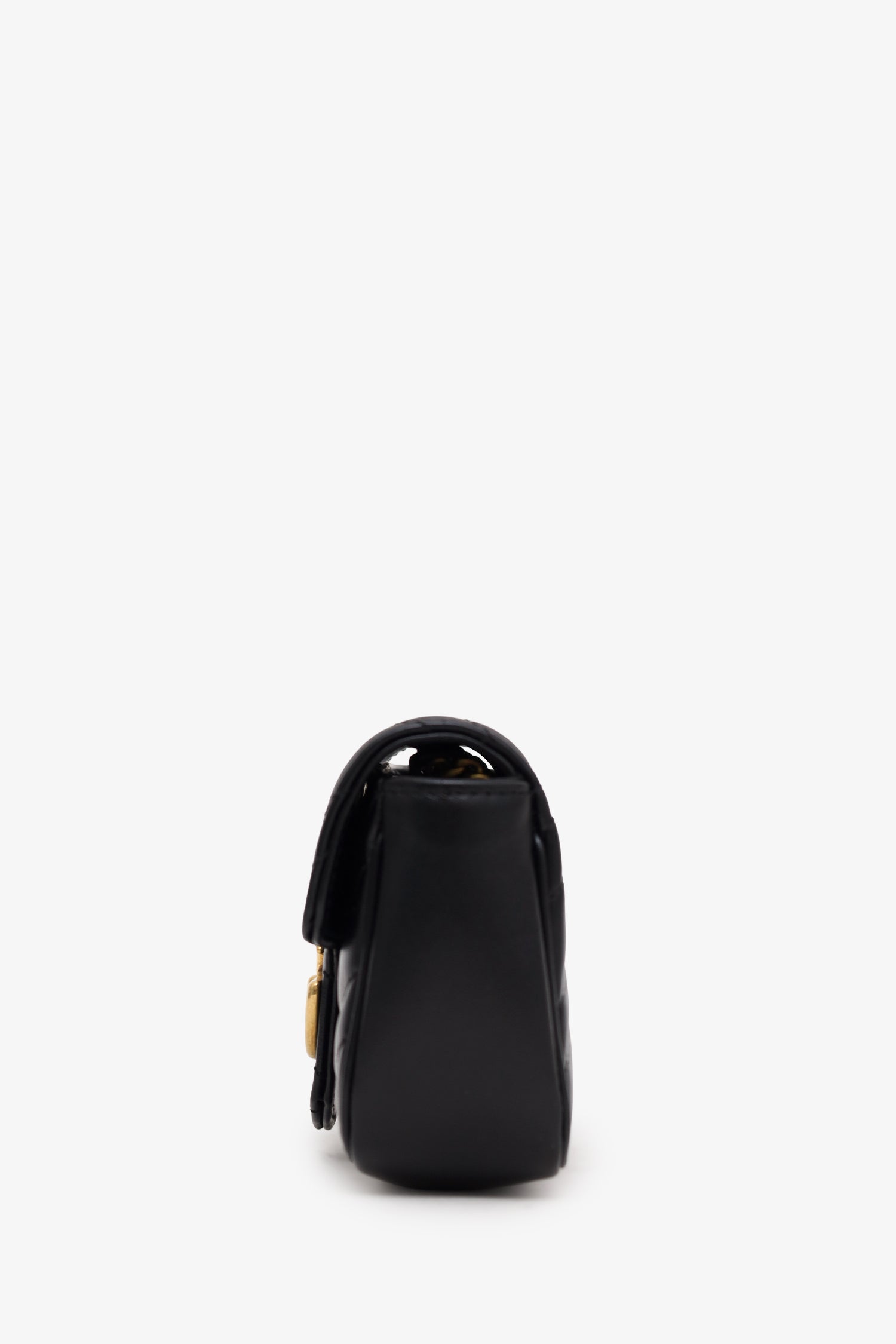 Gucci Black Leather GG Marmont Super Mini Crossbody Bag