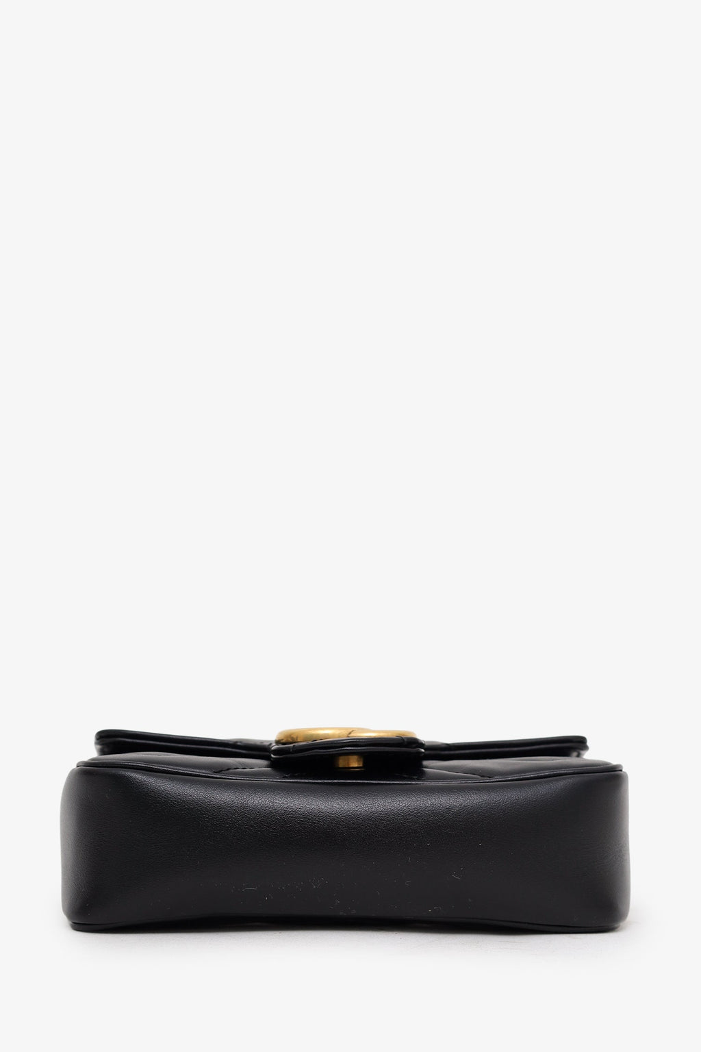 Gucci Black Leather GG Marmont Super Mini Crossbody Bag