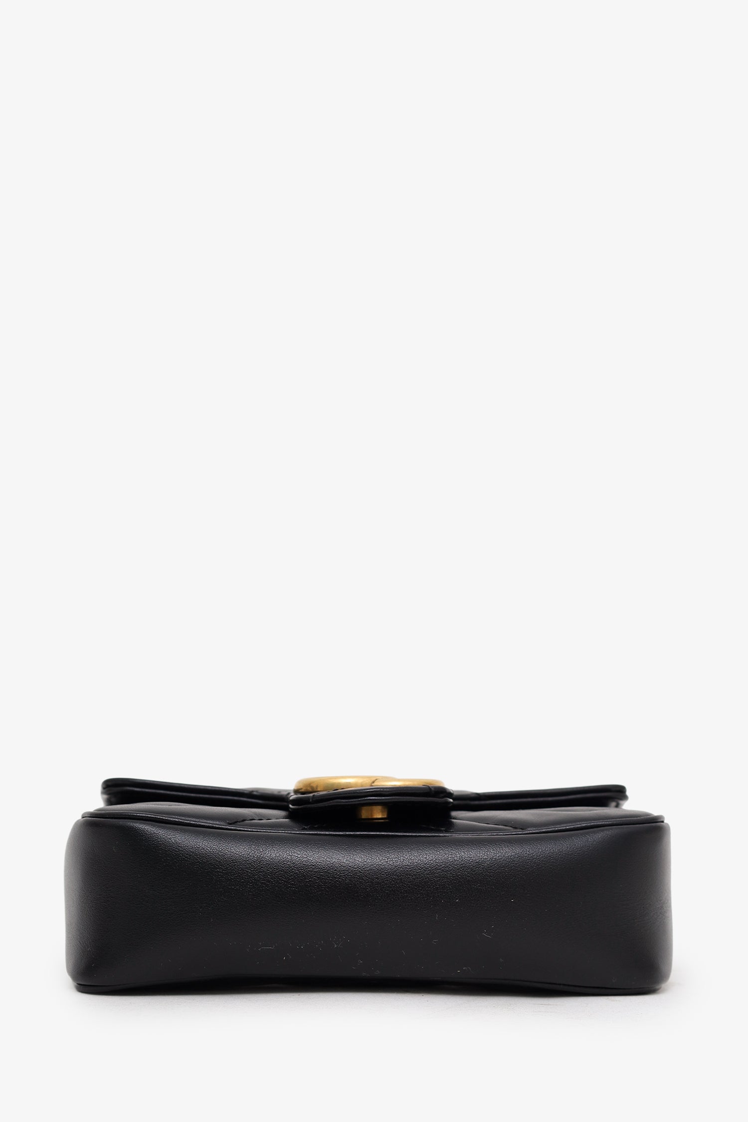 Gucci Black Leather GG Marmont Super Mini Crossbody Bag