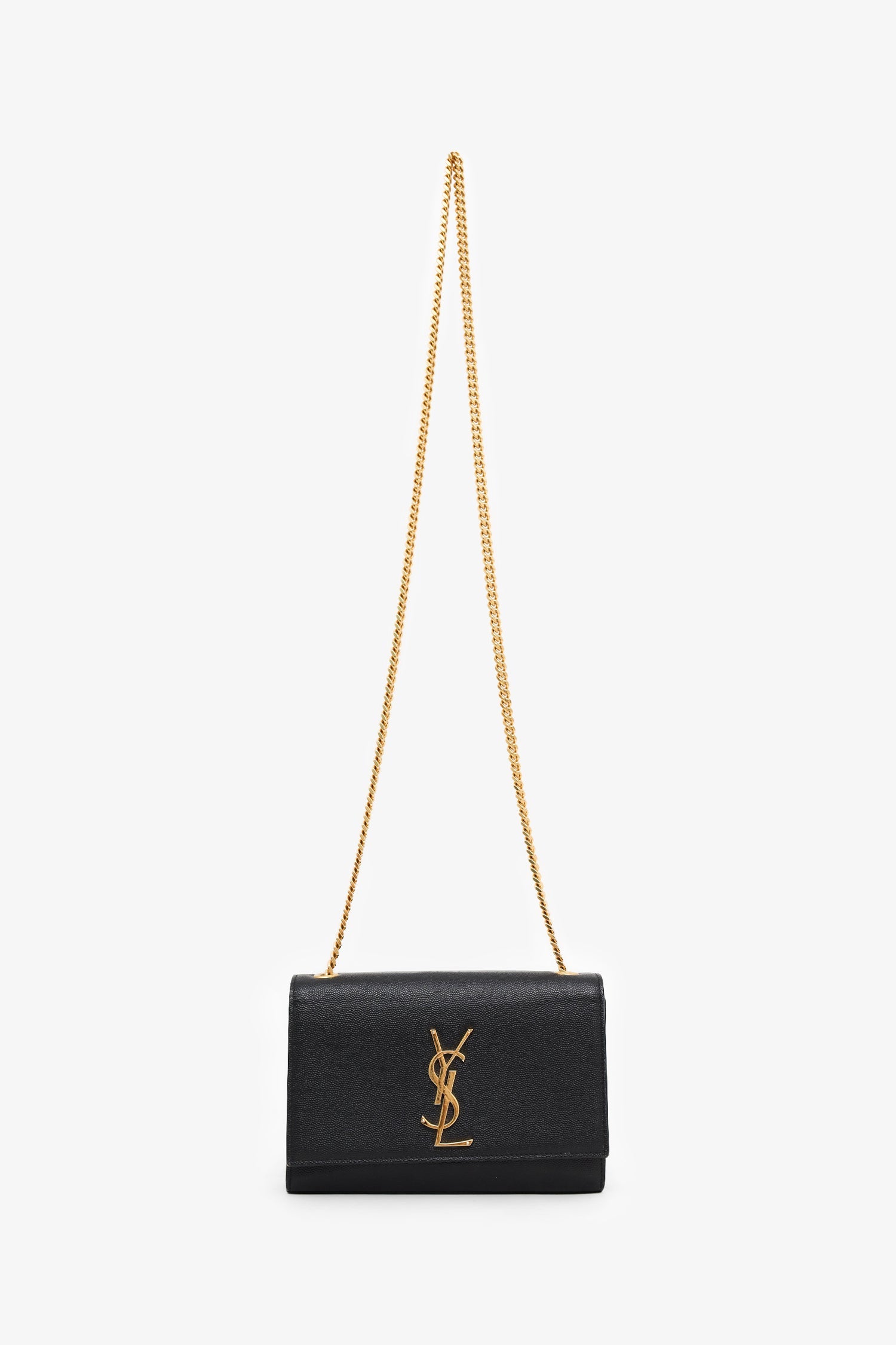 Saint Laurent Black Grained Leather Small Kate Bag