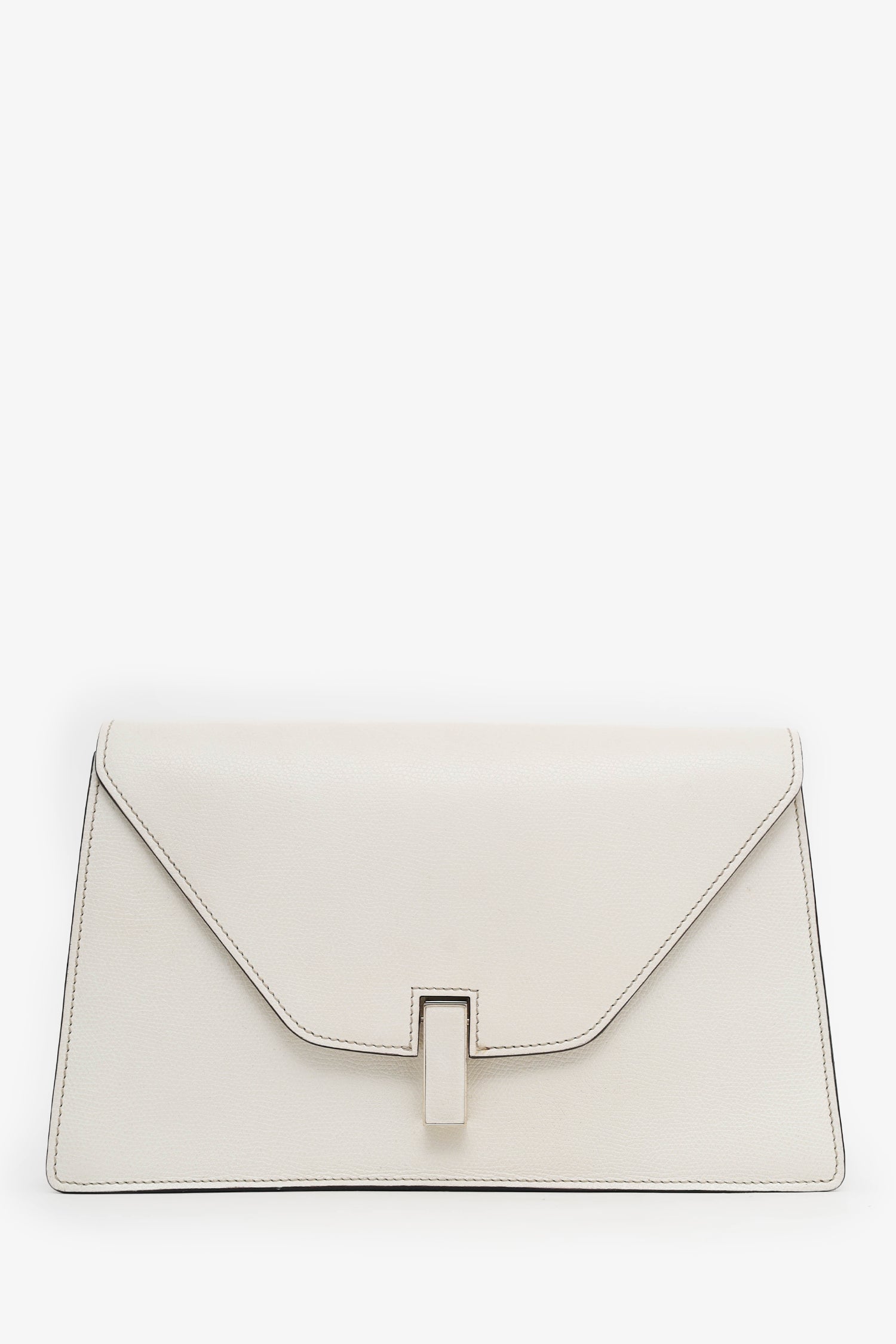 Valextra White Leather Envelope Clutch