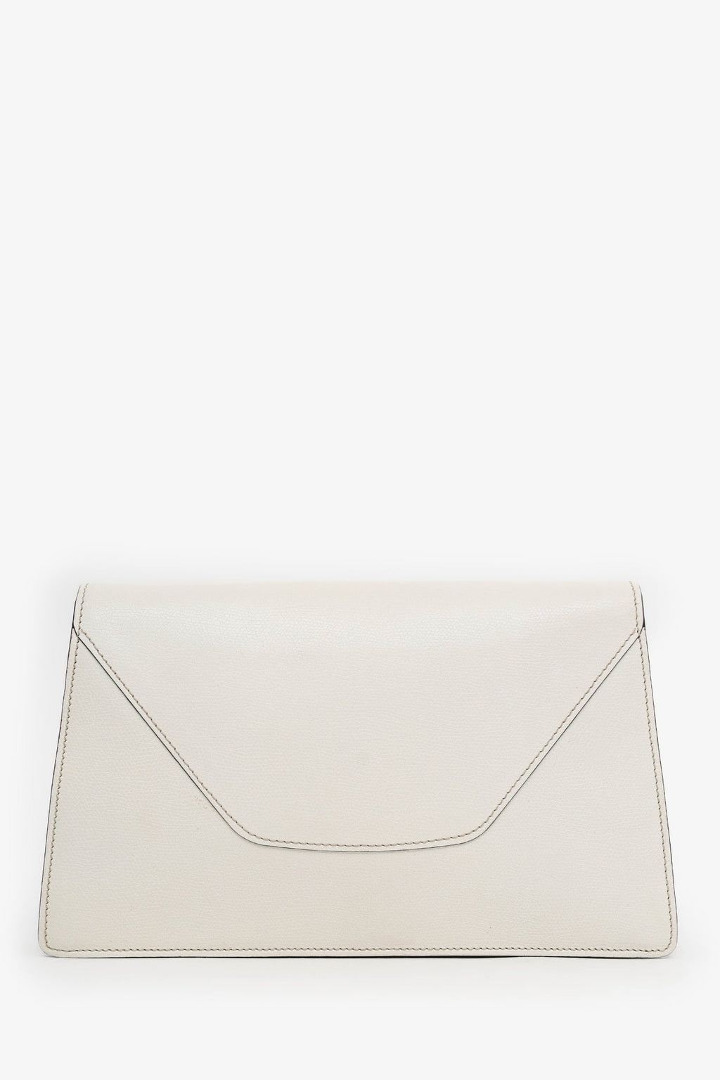 Valextra White Leather Envelope Clutch