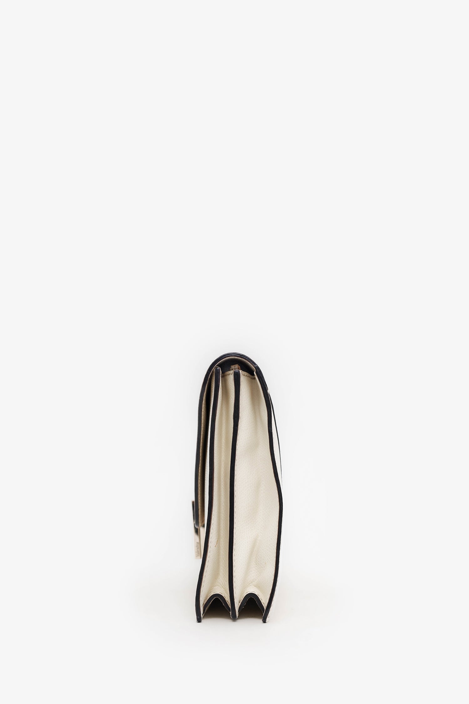 Valextra White Leather Envelope Clutch