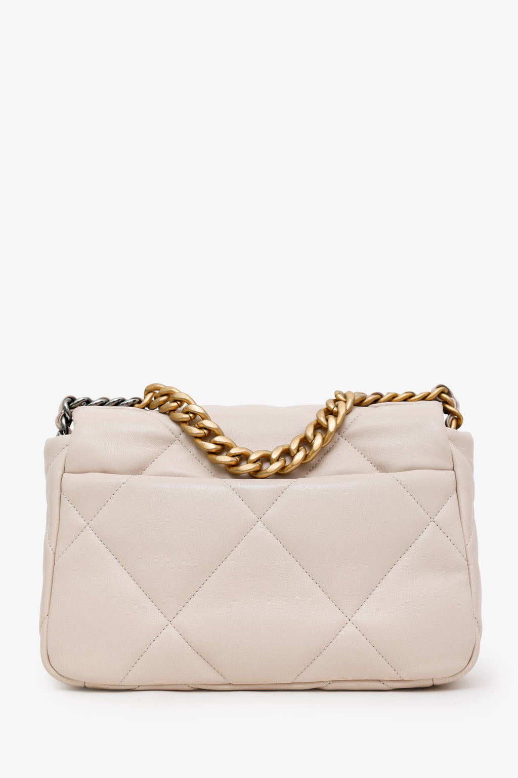 Pre-Loved Chanel™ 2022 Beige Goatskin Leather 'Chanel 19' Small Flap Shoulder Bag