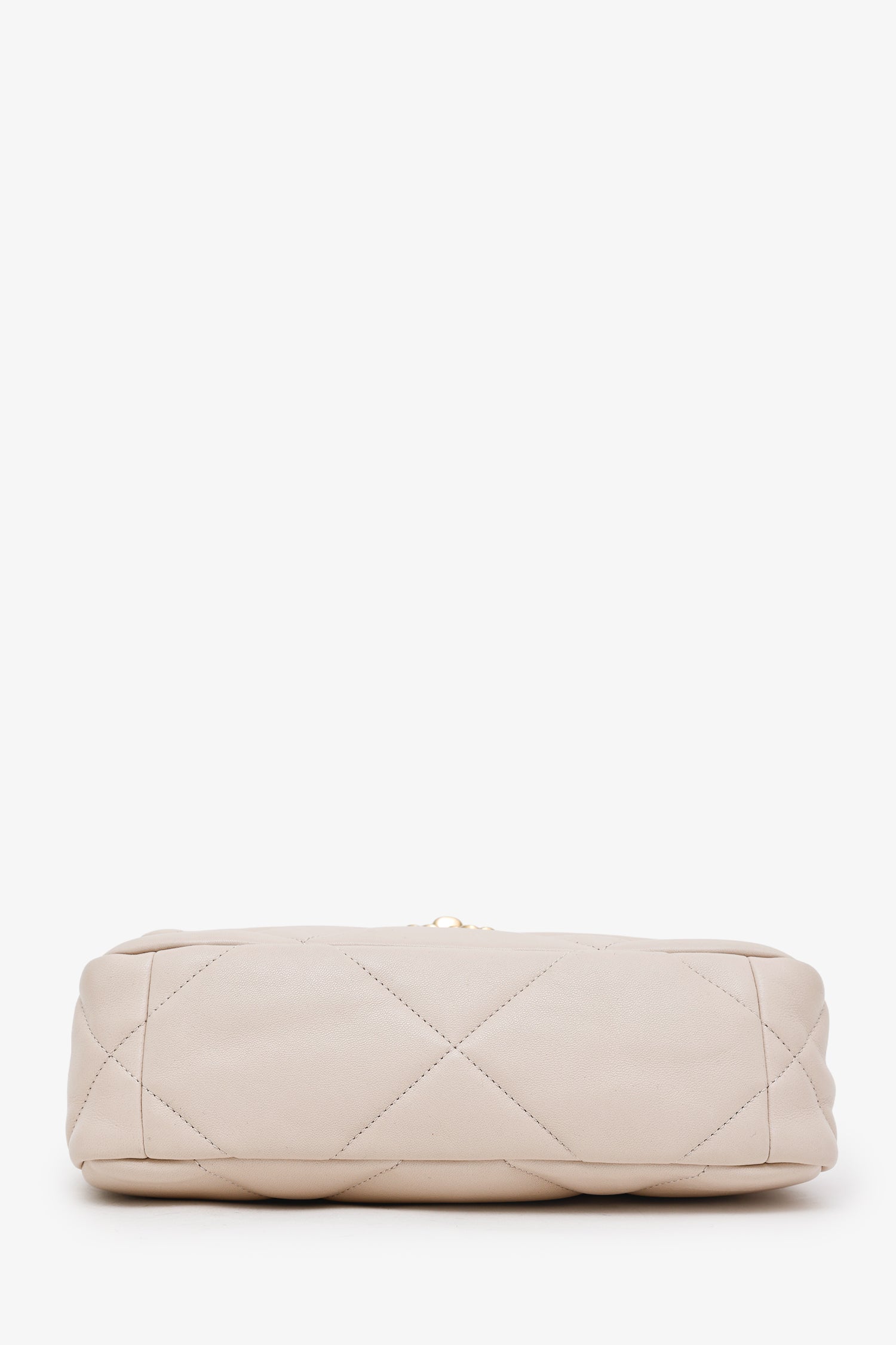 Pre-Loved Chanel™ 2022 Beige Goatskin Leather 'Chanel 19' Small Flap Shoulder Bag