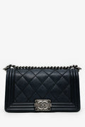 Pre-Loved Chanel™ 2013-14 Black Lambskin Medium Boy Bag