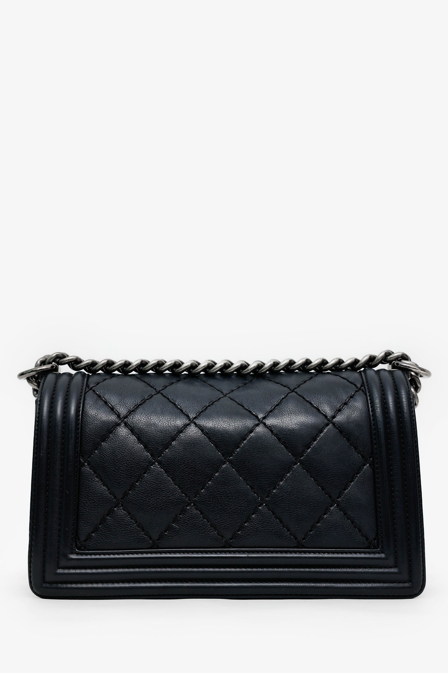 Pre-Loved Chanel™ 2013-14 Black Lambskin Medium Boy Bag