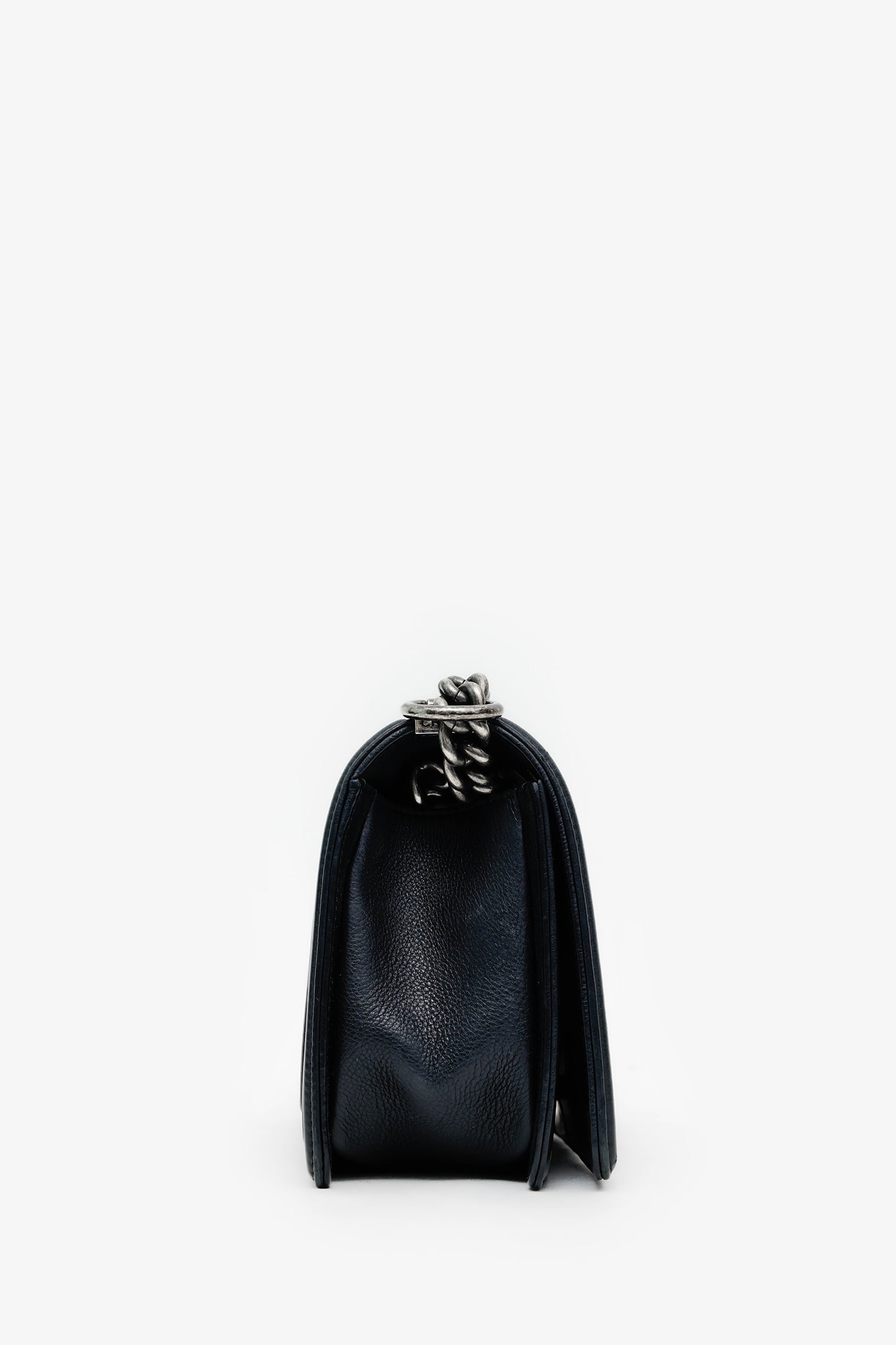 Pre-Loved Chanel™ 2013-14 Black Lambskin Medium Boy Bag