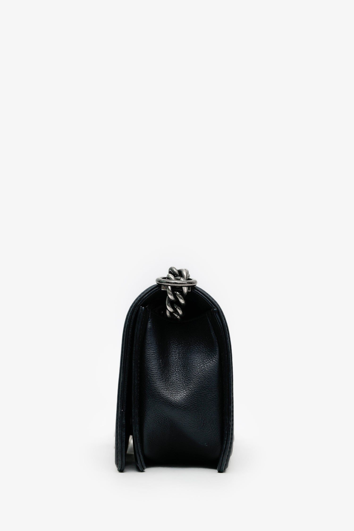 Pre-Loved Chanel™ 2013-14 Black Lambskin Medium Boy Bag