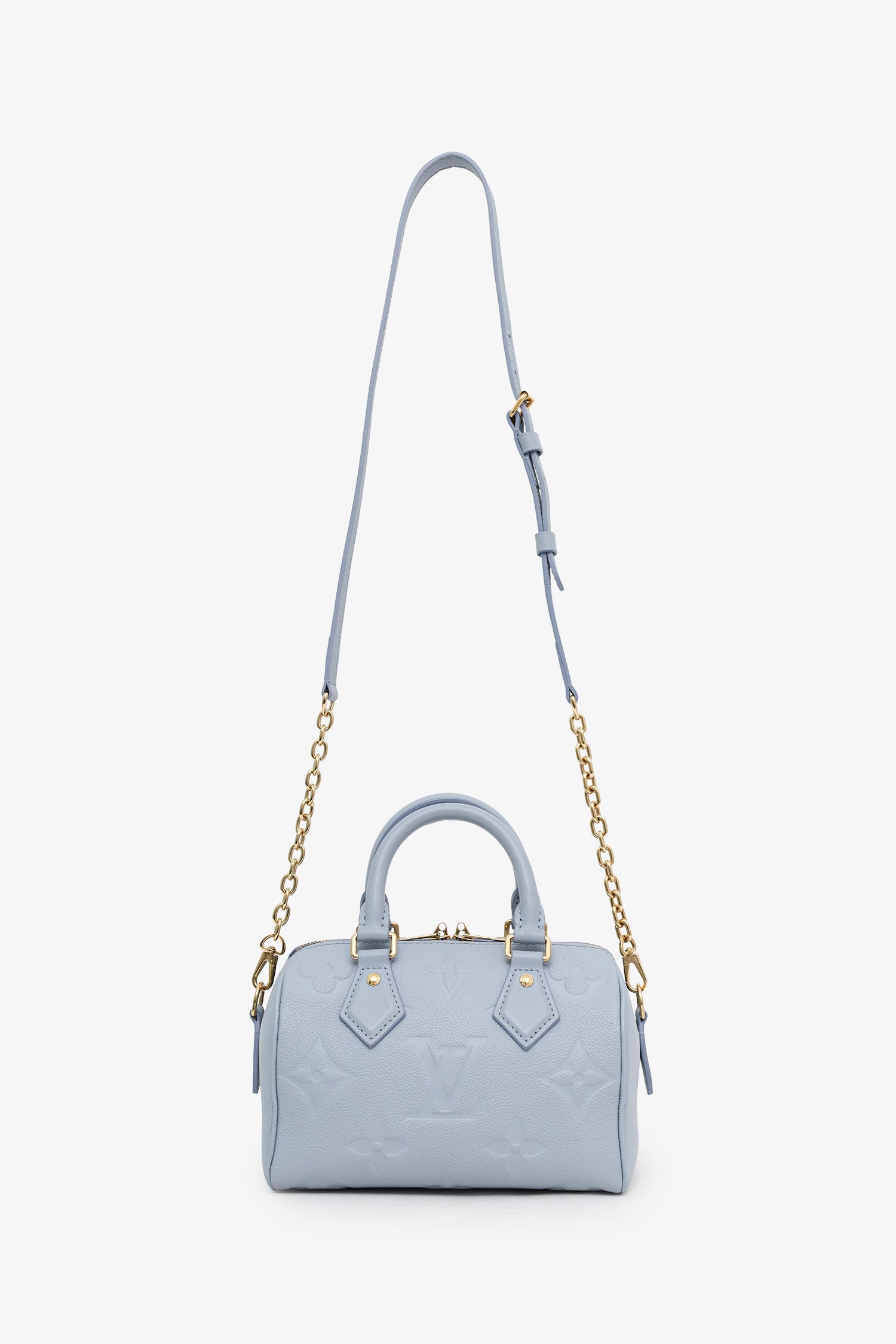Louis Vuitton Blue Monogram Empreinte Leather Speedy Bandoulière 20 With Strap