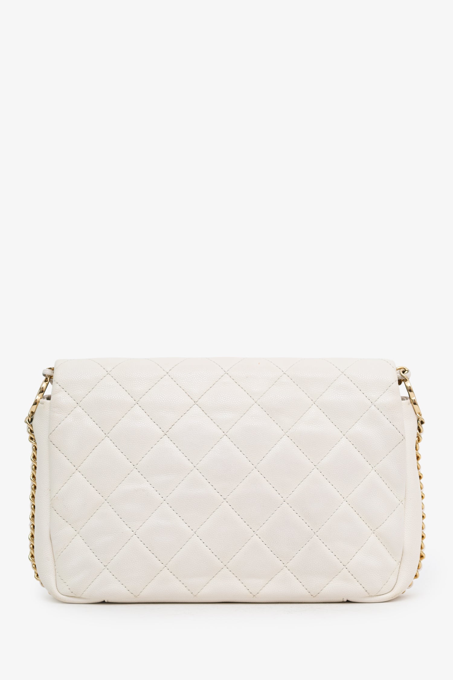 Pre-Loved Chanel™ 2022 White Caviar Quilted Leather Small CC You Flap Bag