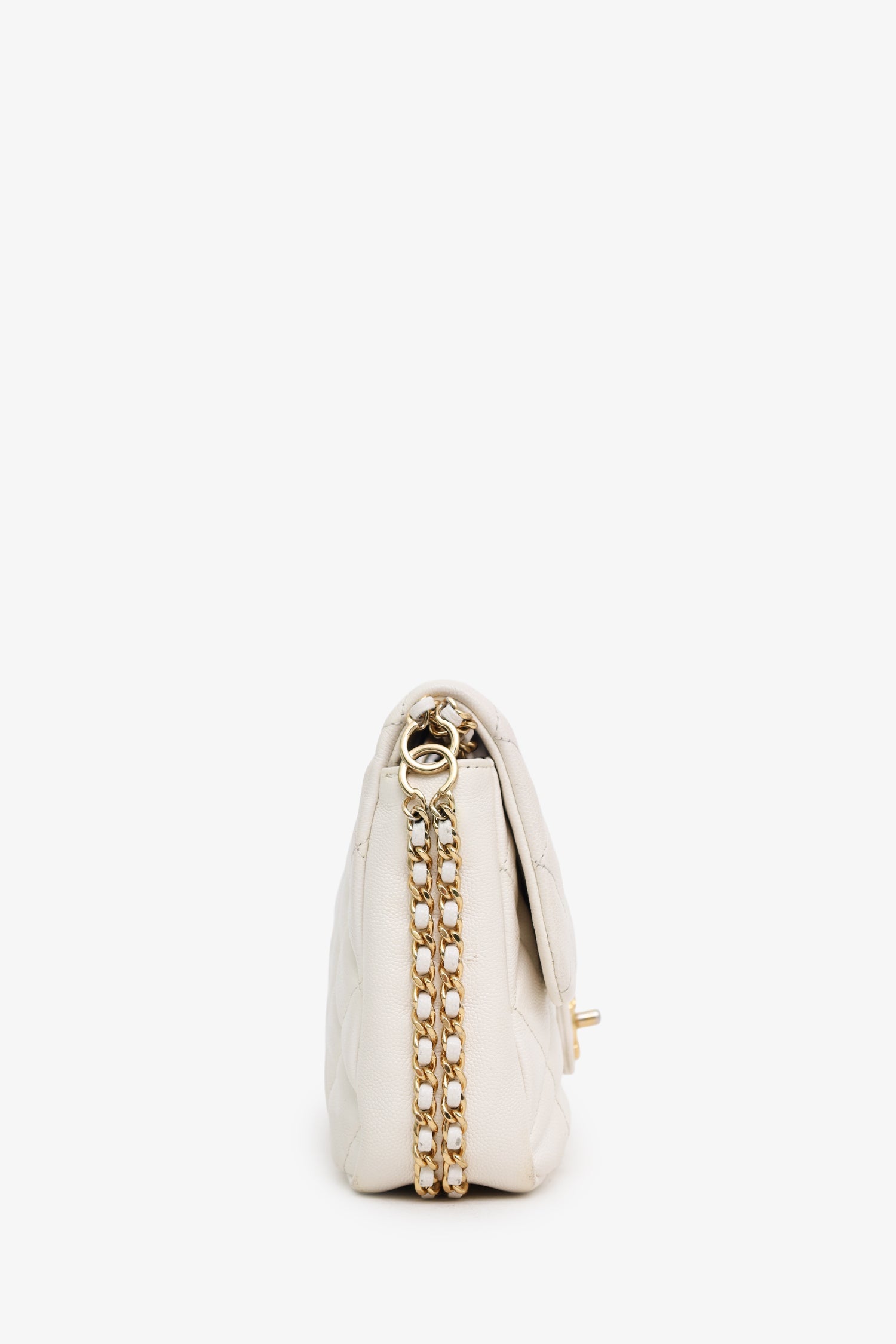 Pre-Loved Chanel™ 2022 White Caviar Quilted Leather Small CC You Flap Bag