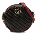 GG Marmont Round Shoulder Bag Diagonal Quilted Leather Mini