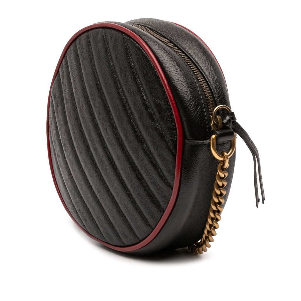 GG Marmont Round Shoulder Bag Diagonal Quilted Leather Mini