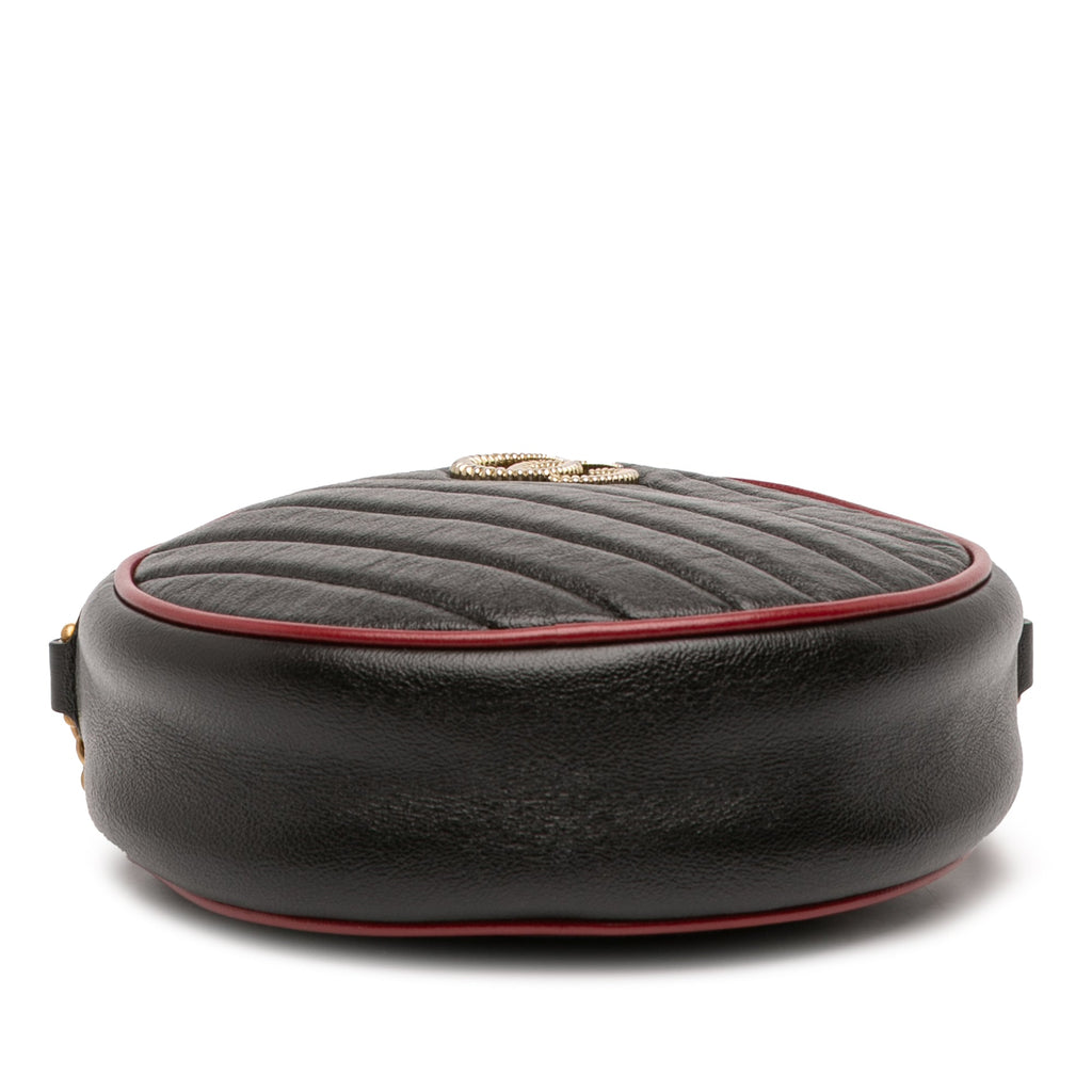 GG Marmont Round Shoulder Bag Diagonal Quilted Leather Mini