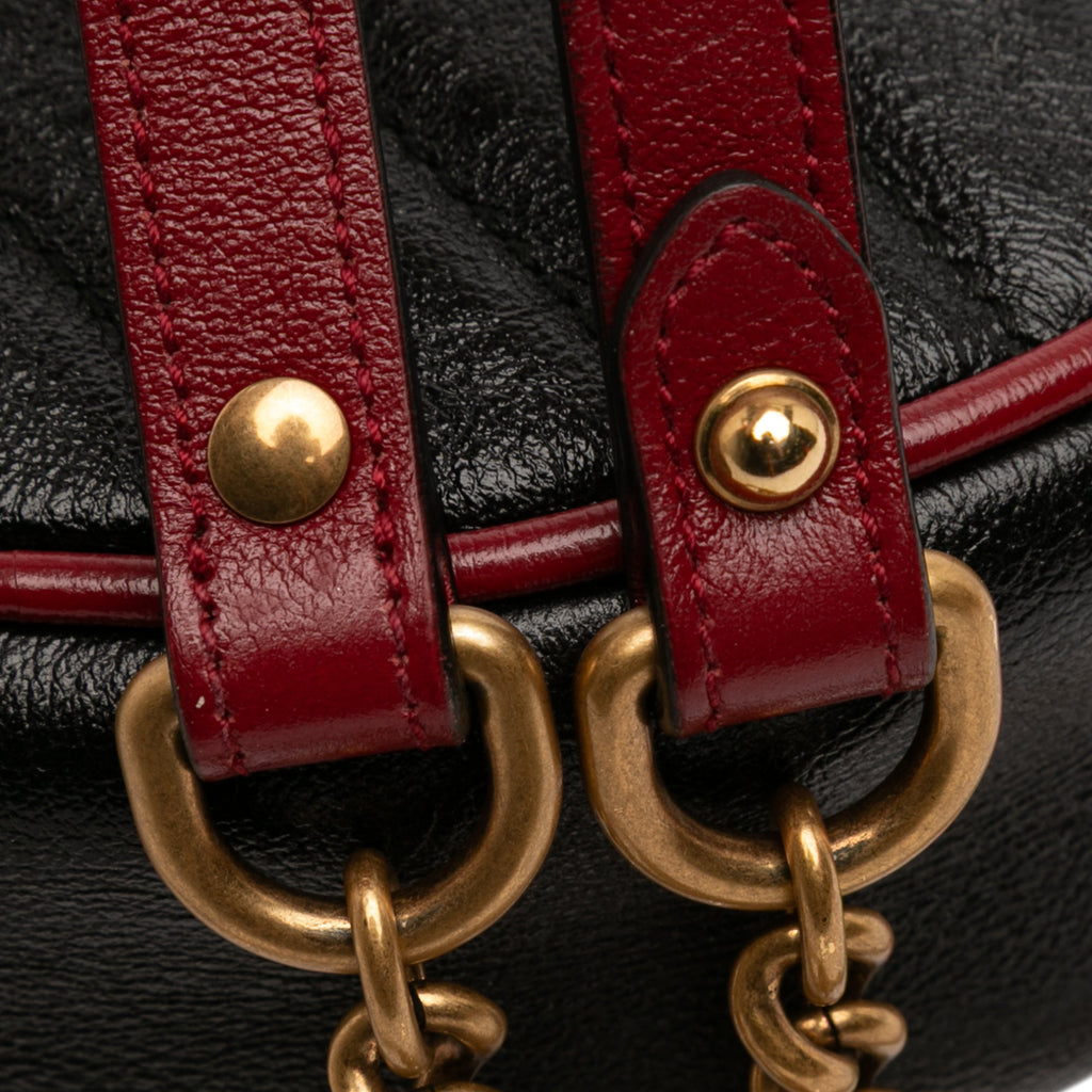 GG Marmont Round Shoulder Bag Diagonal Quilted Leather Mini