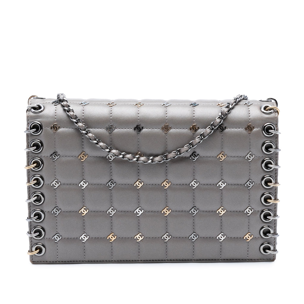 Piercing Chain Flap Bag CC Studded Quilted Lambskin Small