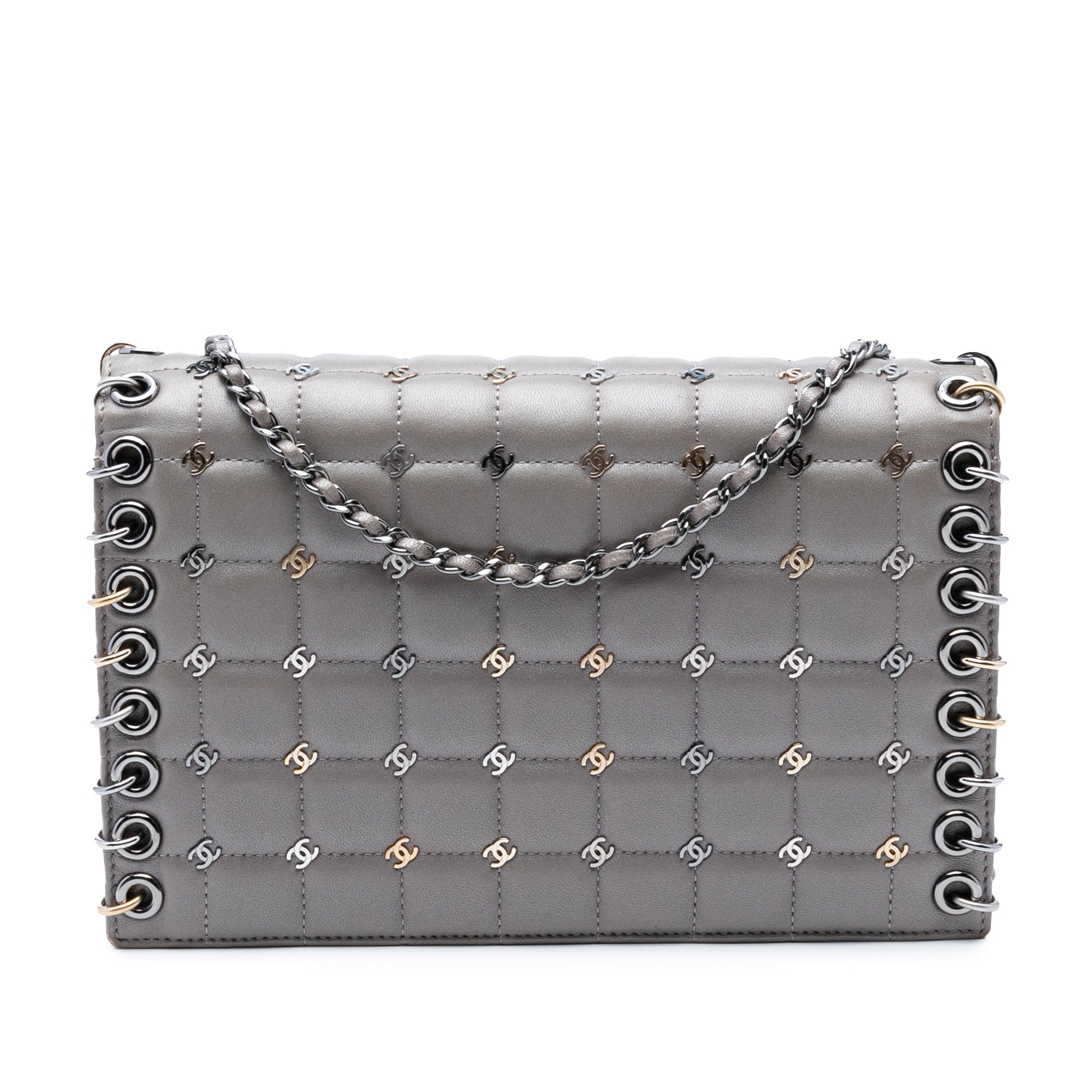 Piercing Chain Flap Bag CC Studded Quilted Lambskin Small