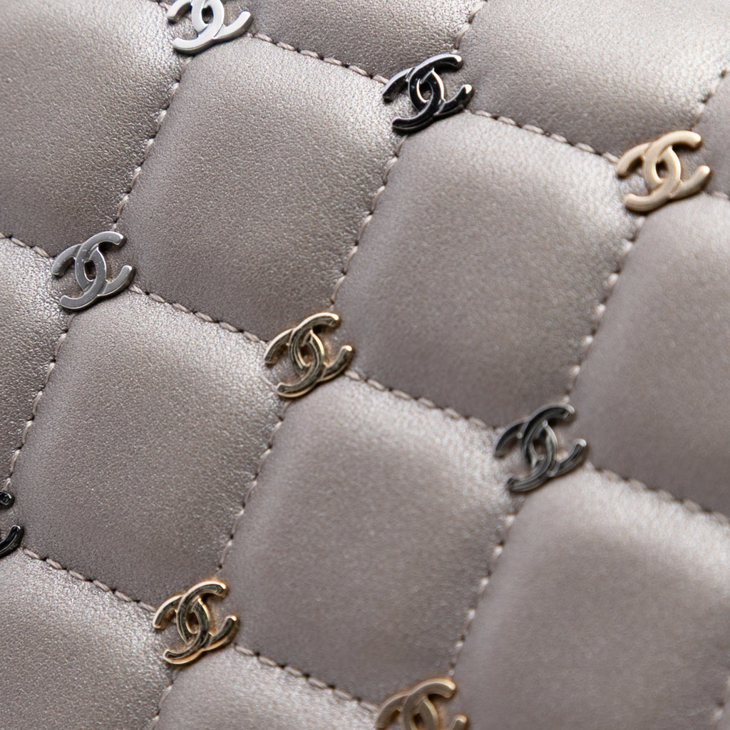 Piercing Chain Flap Bag CC Studded Quilted Lambskin Small