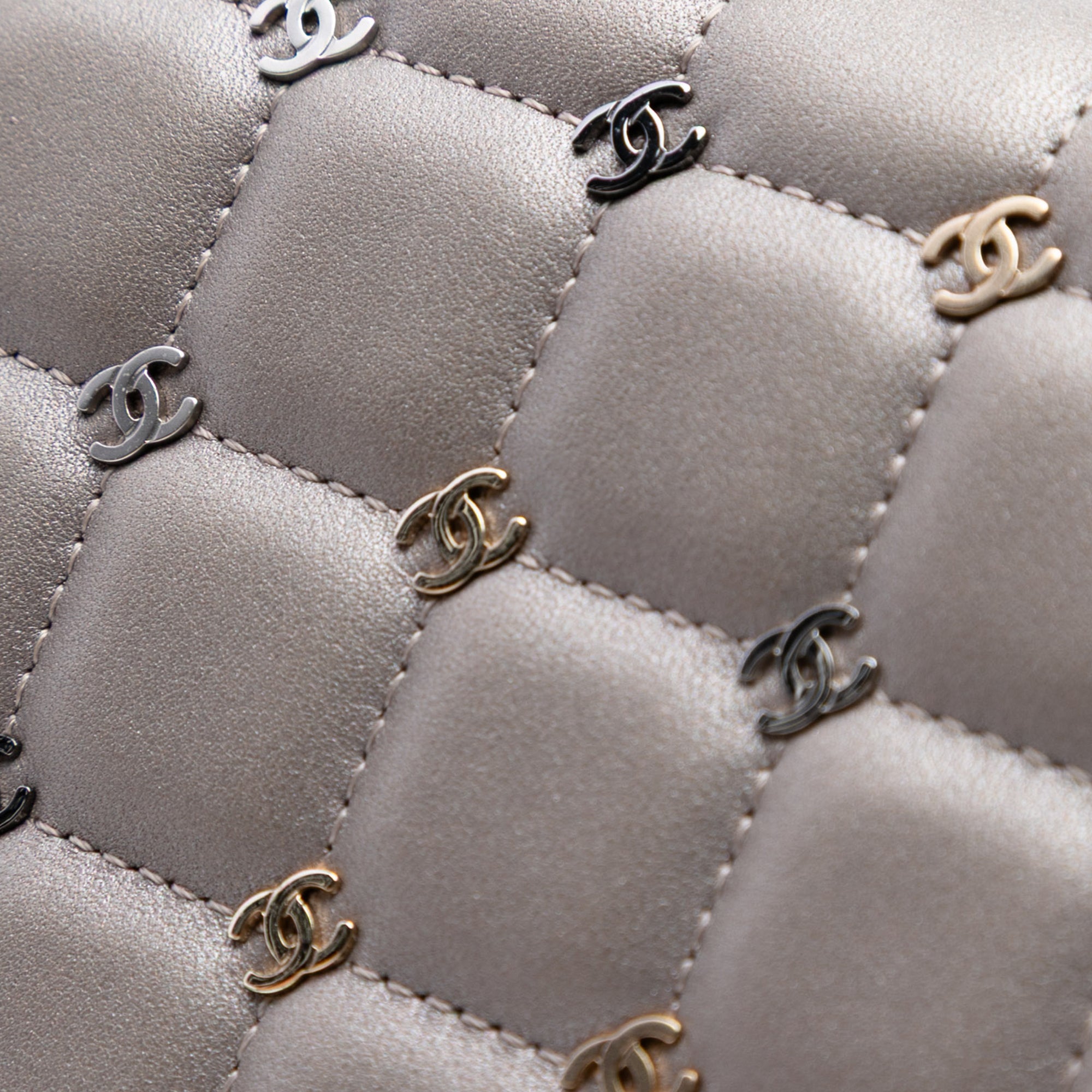 Piercing Chain Flap Bag CC Studded Quilted Lambskin Small