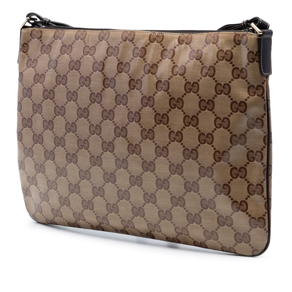 Zip Top Messenger Bag GG Coated Canvas Medium