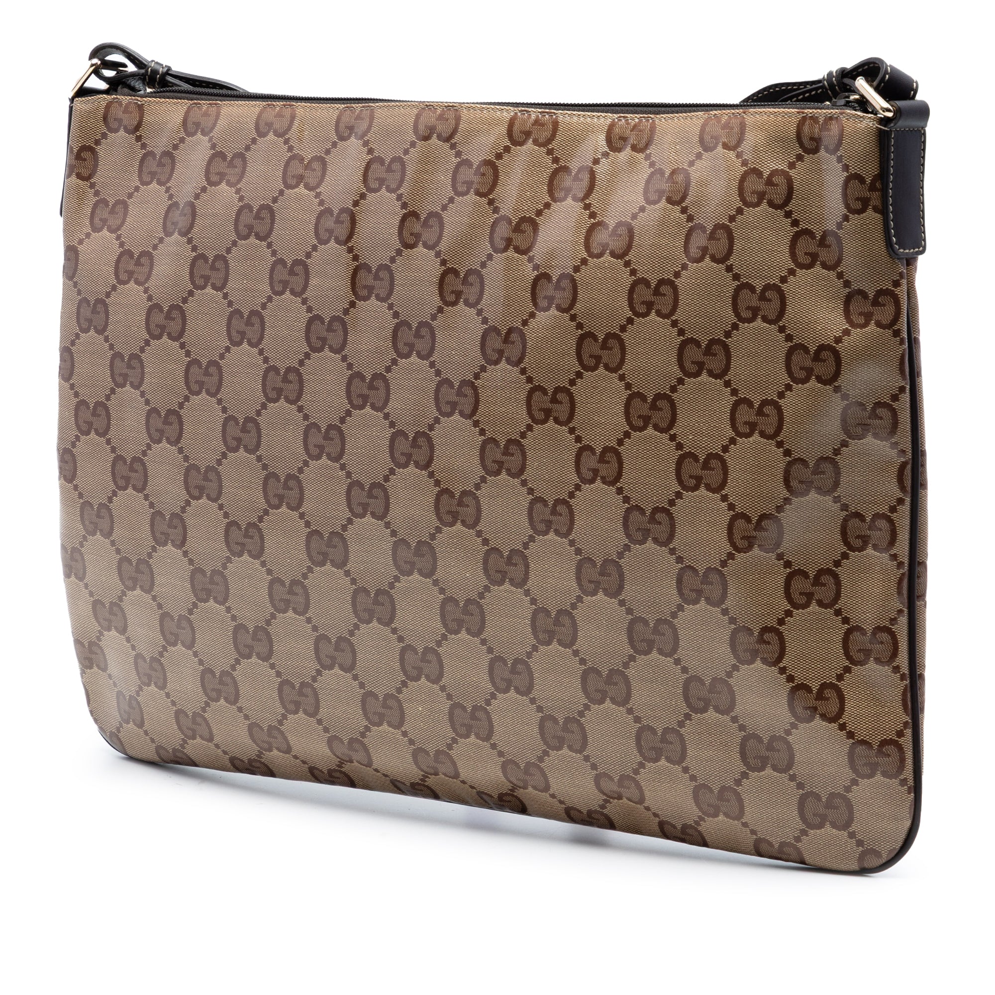 Zip Top Messenger Bag GG Coated Canvas Medium