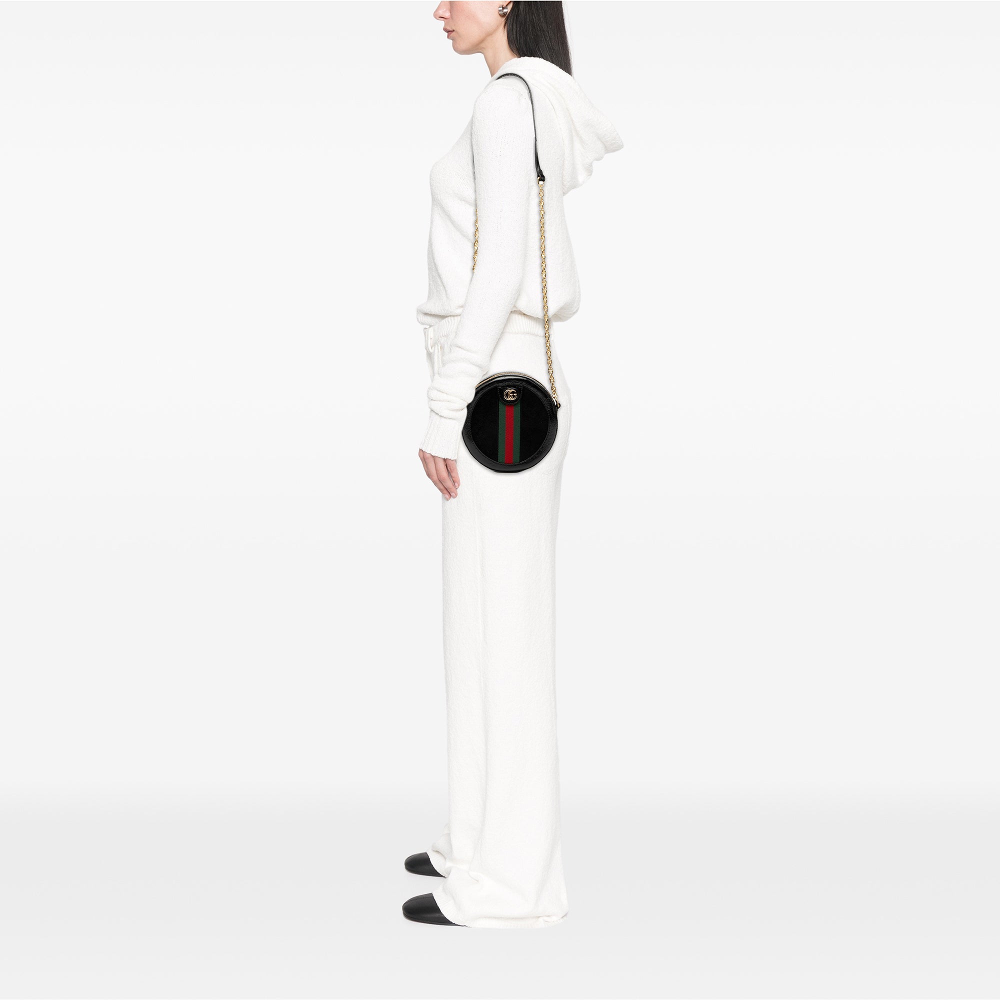 Ophidia Round Shoulder Bag Suede Mini