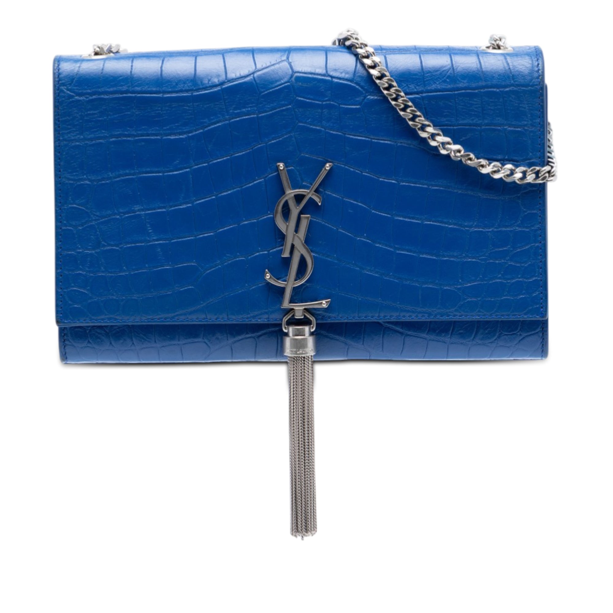 Classic Monogram Tassel Crossbody Bag Crocodile Embossed Leather Medium