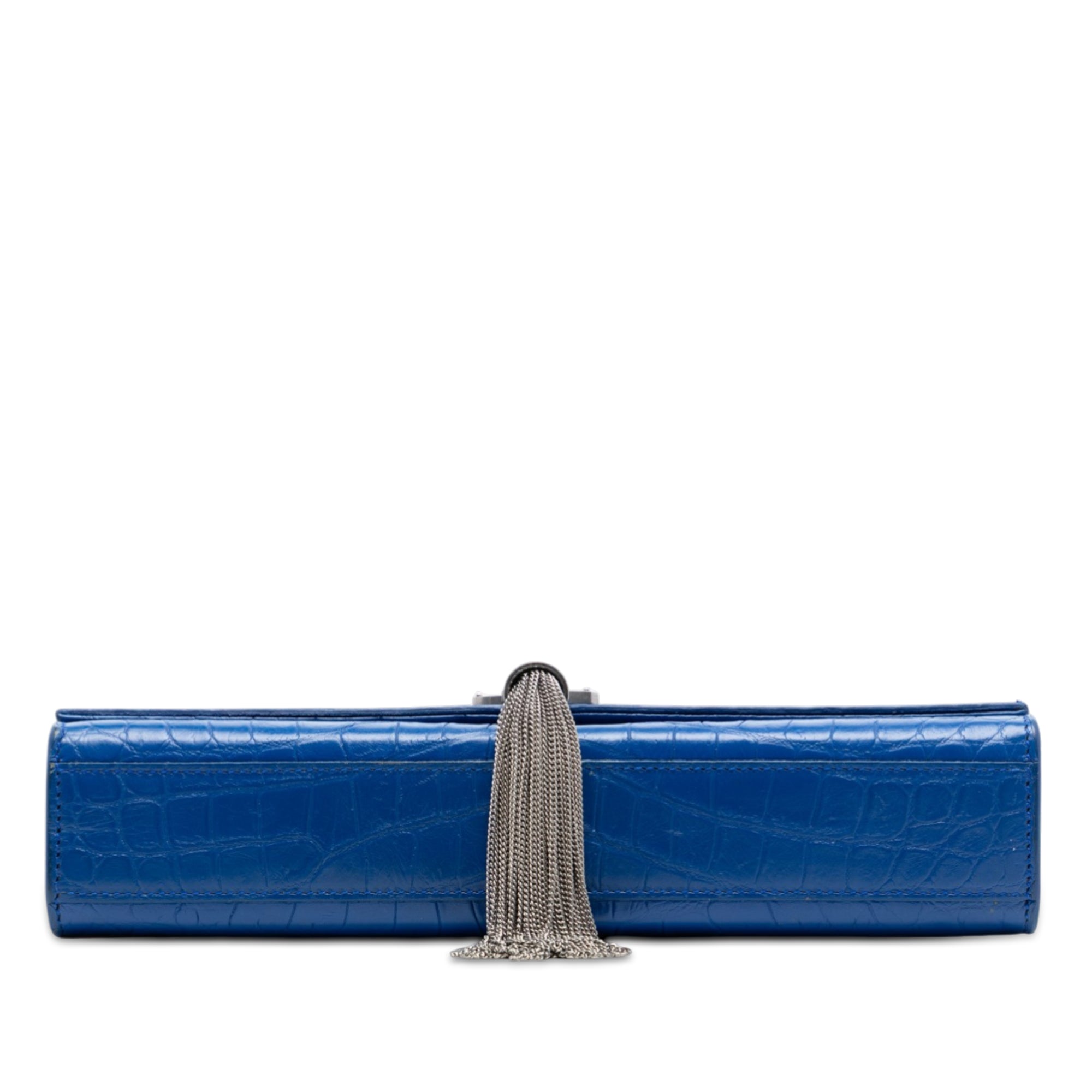 Classic Monogram Tassel Crossbody Bag Crocodile Embossed Leather Medium