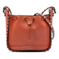 Rockstud Drawstring Bucket Bag Leather Small