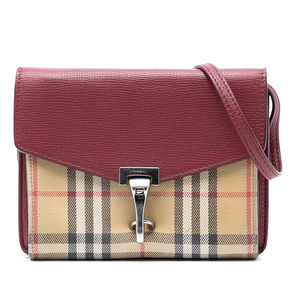 Macken Crossbody Bag Leather and Vintage Check Canvas Baby