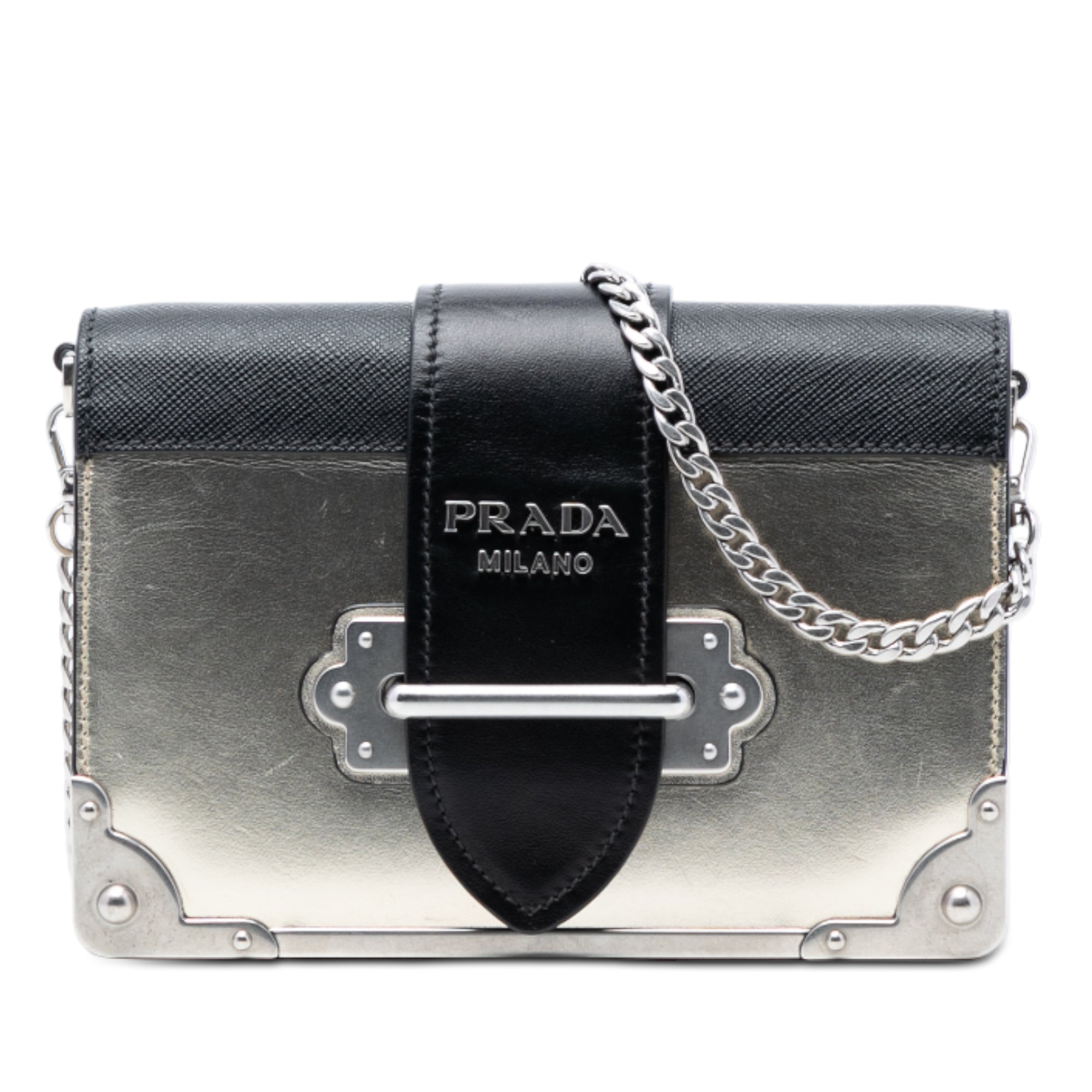Cahier Chain Crossbody Bag Metallic Leather and Saffiano Small