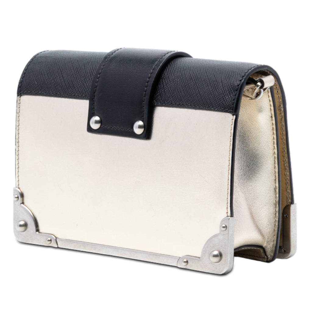 Cahier Chain Crossbody Bag Metallic Leather and Saffiano Small