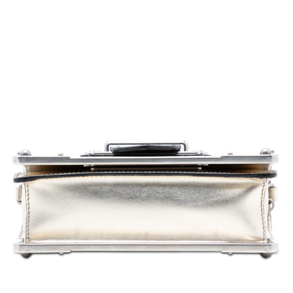 Cahier Chain Crossbody Bag Metallic Leather and Saffiano Small