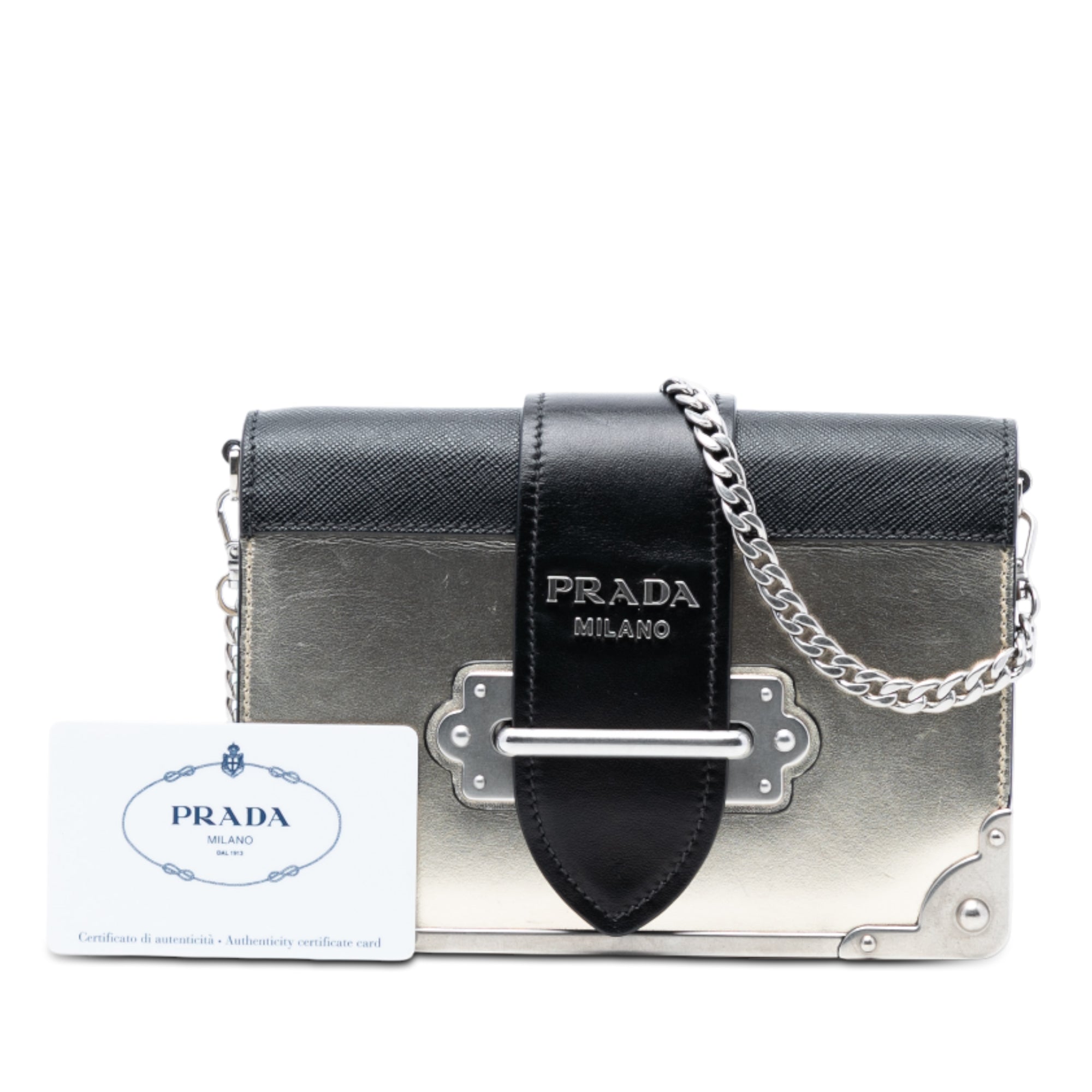 Cahier Chain Crossbody Bag Metallic Leather and Saffiano Small
