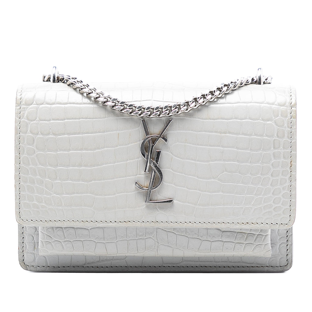 Sunset Chain Wallet Crocodile Embossed Leather